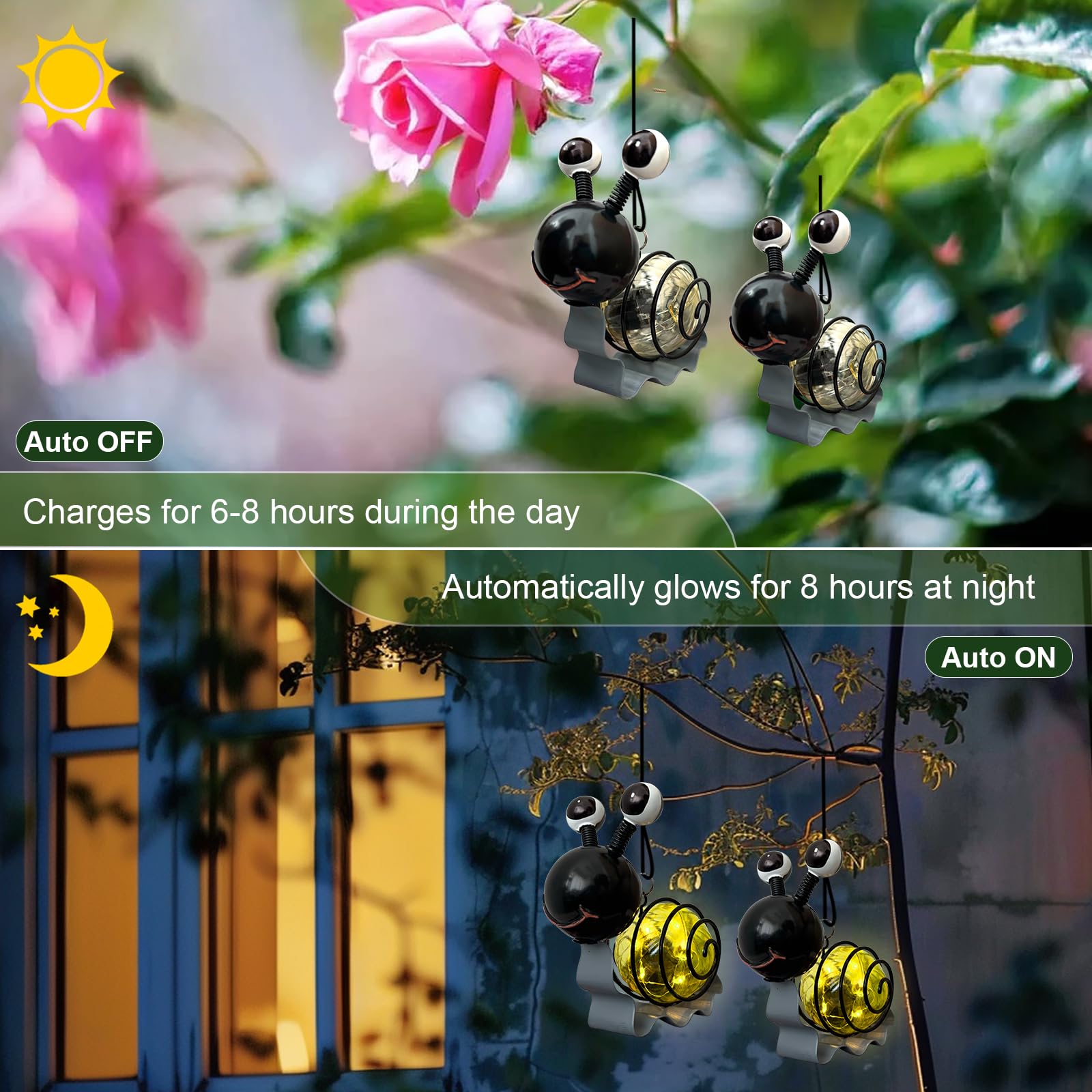 Evolux Solar Outdoor Snail Lights For Garden - Outdoor Statues Figurine Lights For Lawn  Patio  Balcony  Yard Ornament Cut Housewarming Gifts(2 Pcs)