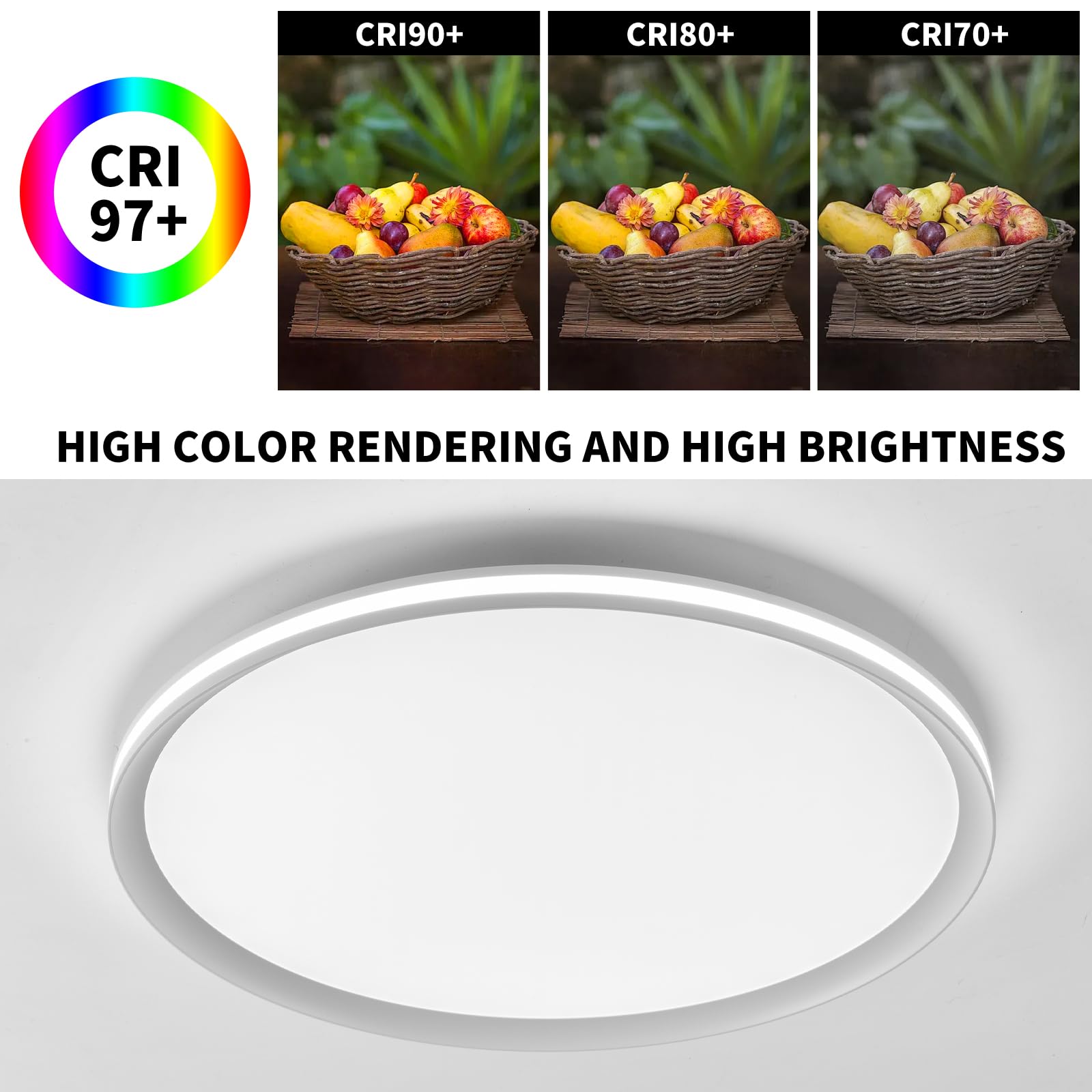Naroume Metal Led Ceiling Light,Slim, Edge Lit - 45W Full Spectrum Round Ceiling Lamps,6500K Cool White Modern Ultra Thin Low Pr