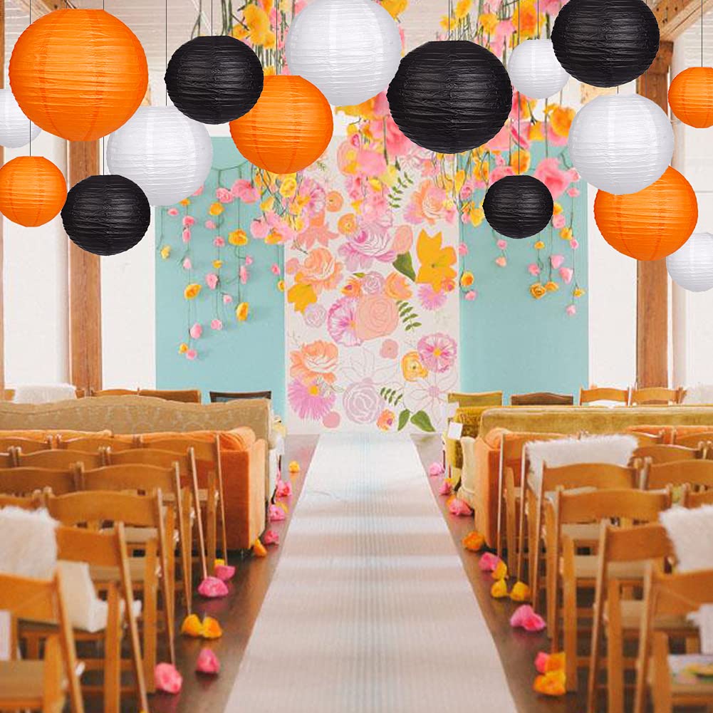 zilue Paper Lanterns 15pcs Decorative Party Supplies Black/Orange for Halloween Thanksgiving Birthday Model PL1003