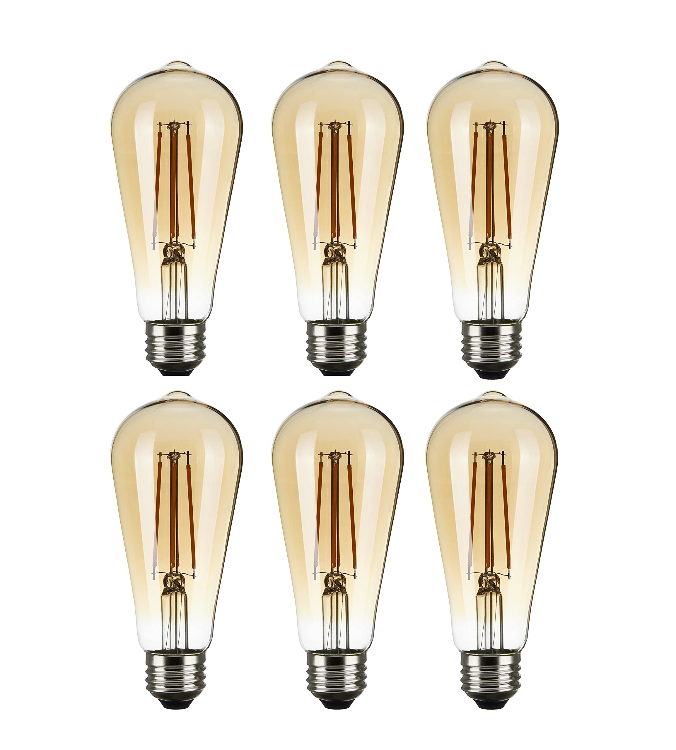 Satco S9579 ST19 Vintage Style LED Filament Light Bulbs, 7W, 120 Volt, 2000K Warm Amber Light, 650 Lumen, E26 Medium Base Dimmab