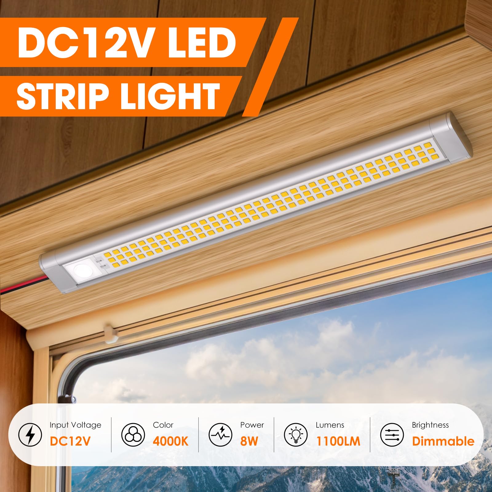 12 Volt Led Lights  Enclosed Trailer Light  Rv Interior Lighting  4000K String Lights For Trailer  Truck  Van  Rv(2Pack  Silver)
