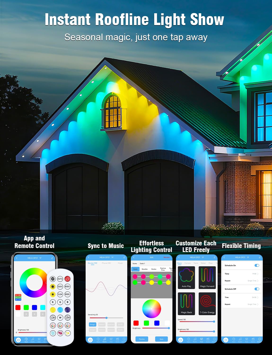 Permanent Outdoor Lights 246Ft With 90 Rgbic Led Smart Led Lights  App/Remote Control Ip68 Waterproof For Holiday Decor  50 Scene Modes  Diy Lights Color Lighting Timing For Christmas Halloween Party