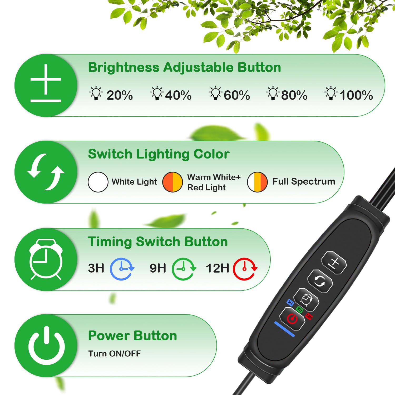 Lpmzmbl Grow Lights For Indoor Plants, Lpmzmbl Full Spectrum 3 Heads Plant Grow Light With Clip, 10 Dimmable Levels, And 3/9/12H Timer For Plant Growing (5V 3A)