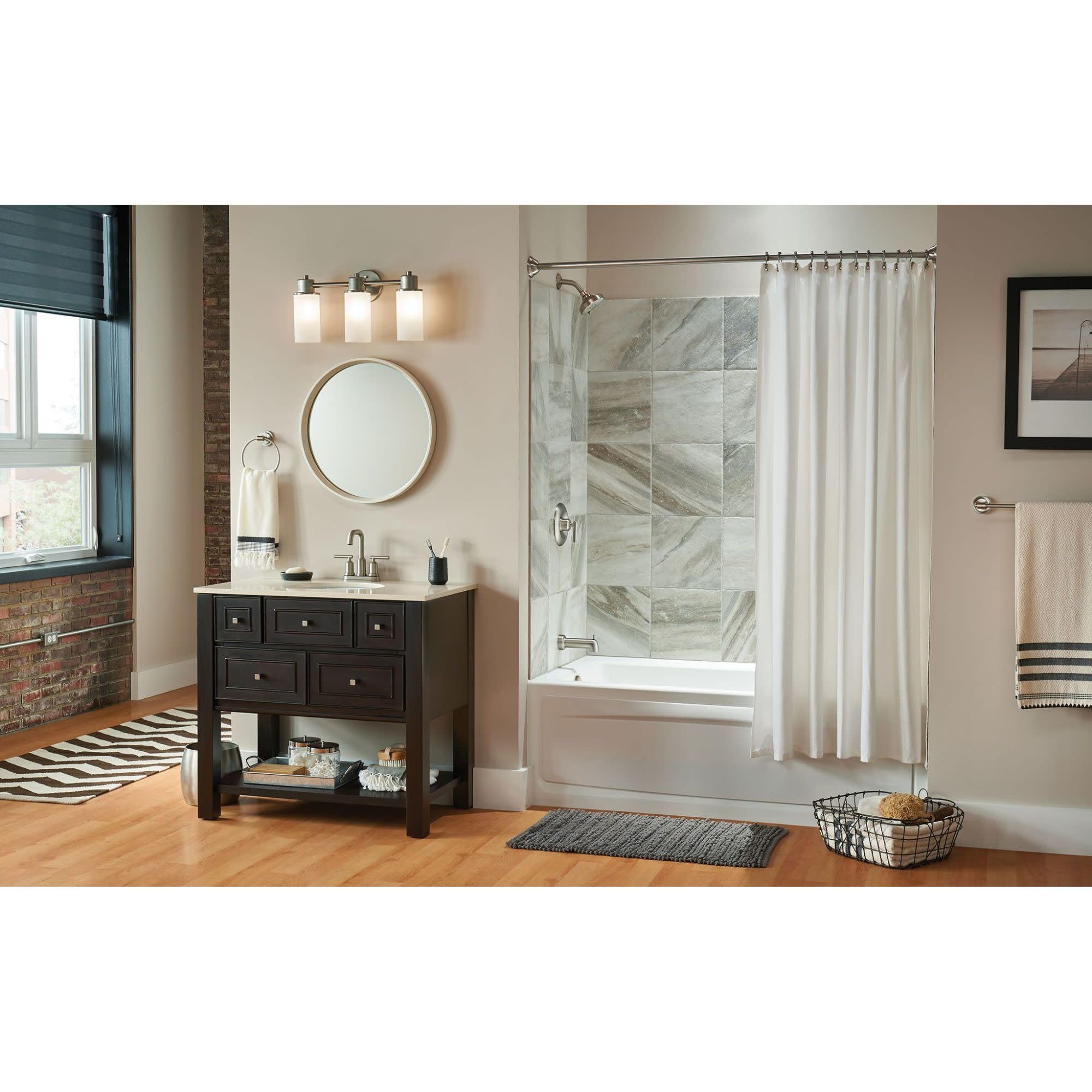 Moen Dn0763Bg 3-Light Dual-Mount Bath Bathroom Vanity Fixture With Frosted Glass, Brushed Gold