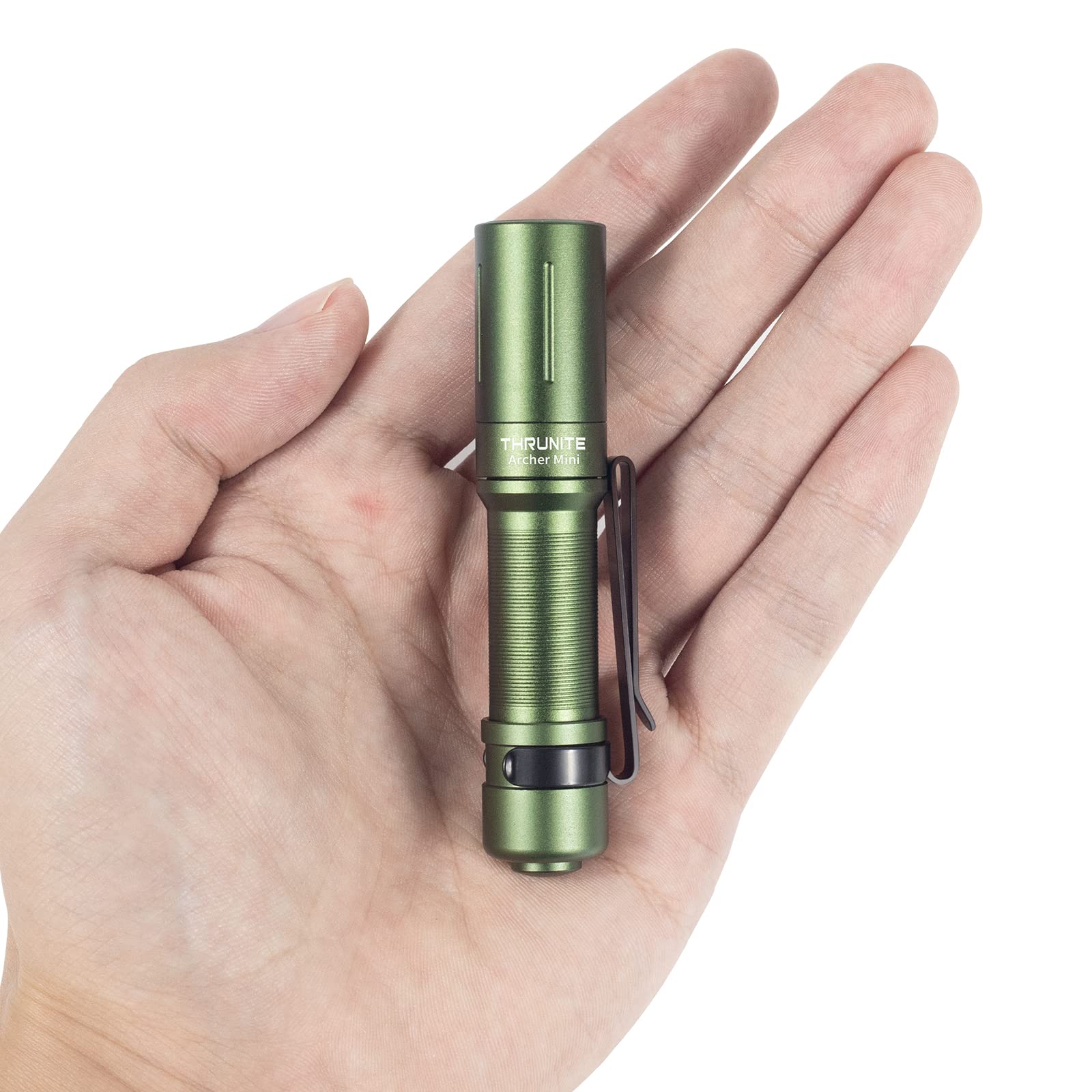 ThruNite EDC Flashlight Archer Mini, 405 Lumens, USB C Rechargeable, Pocket Size, Dark Green Cool White