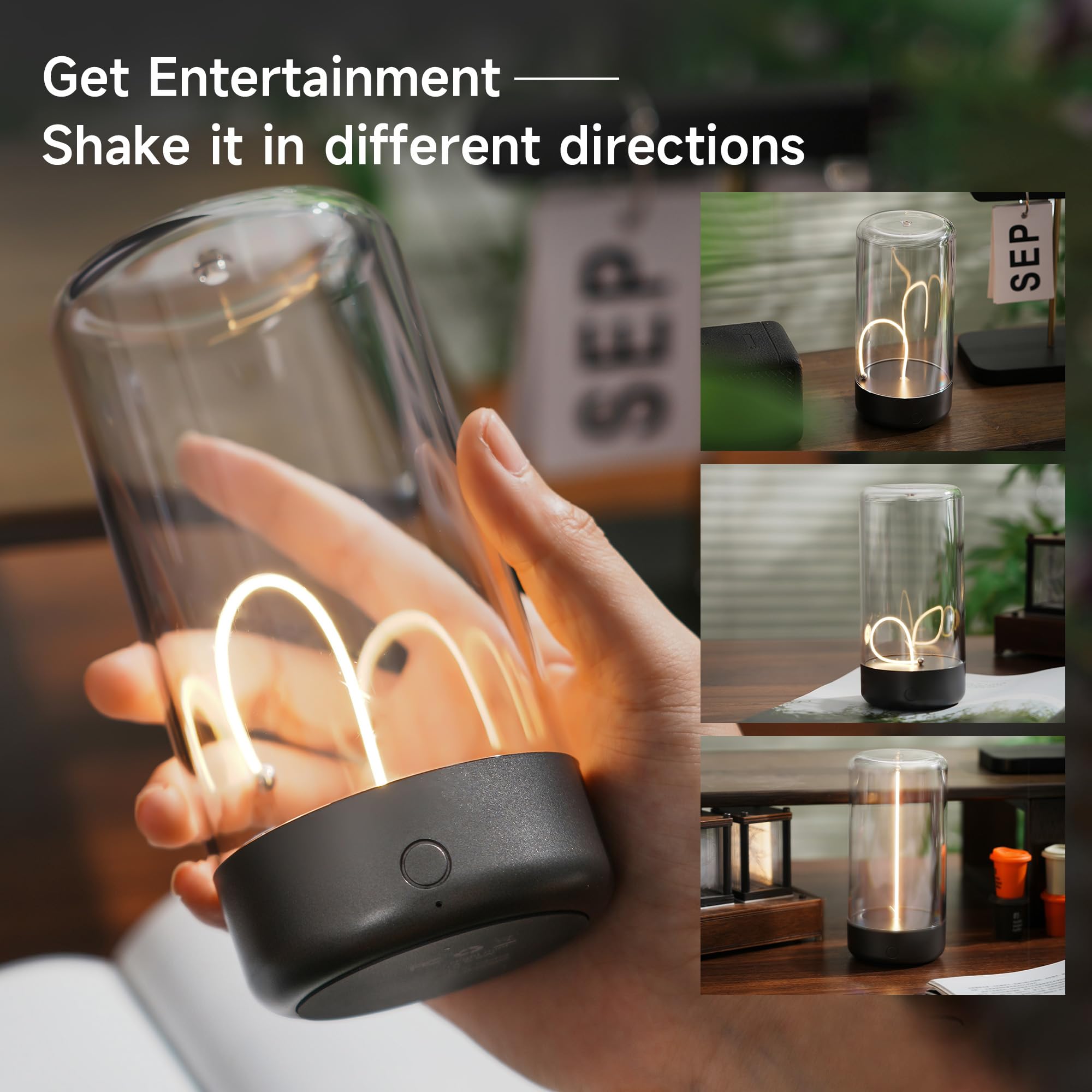 AUGE LIGHT Mini Minimalist LED Table Lamp - Cordless, Rechargeable, Gray, Model AGDSLWT2202 - Unique Ambient Lighting for Bedroom or Nursery