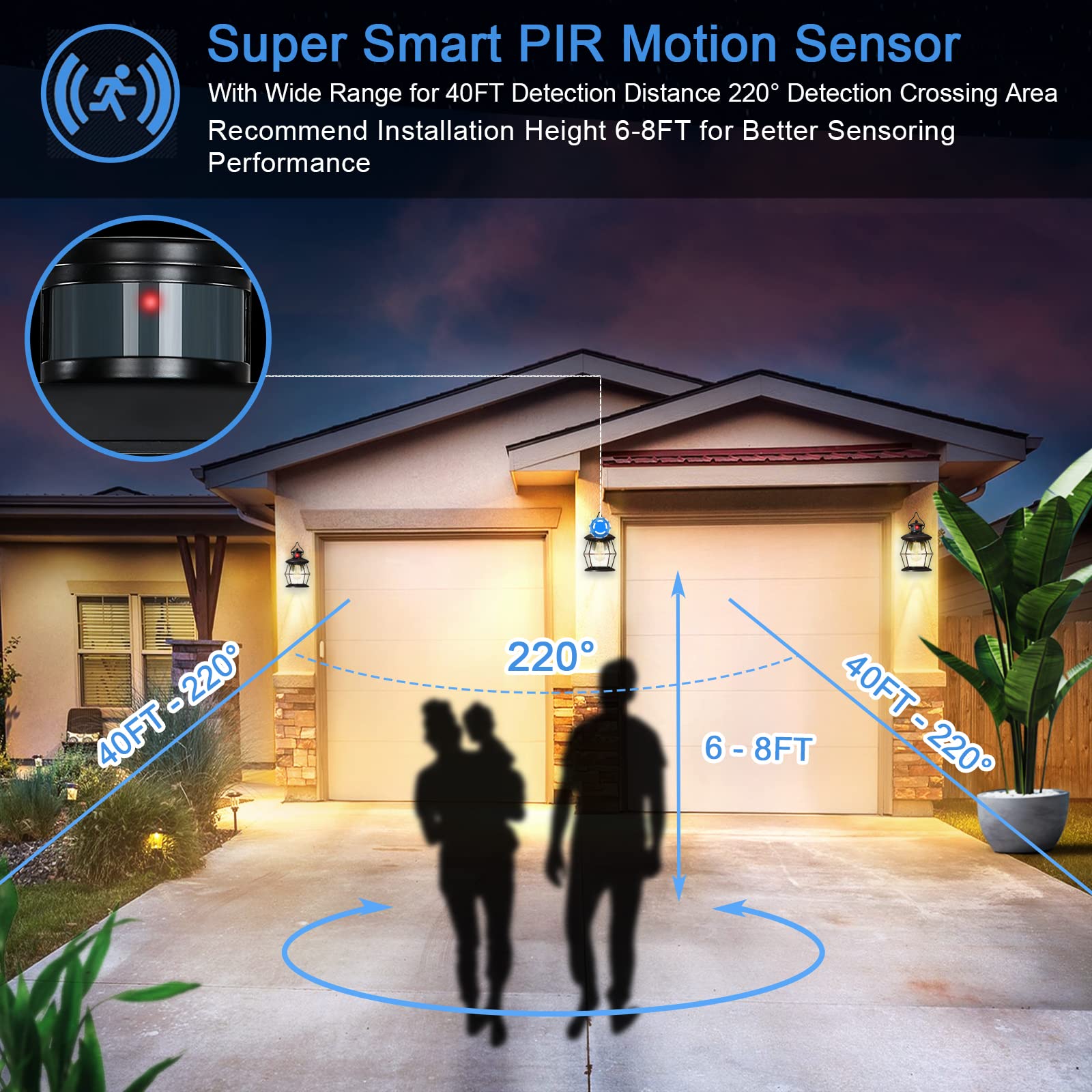 Mrsconce Motion Sensor Outdoor Wall Lights, Advanced Dusk To Dawn Exterior Fixtures Wall Sconce, Porch Light Wall Mount For Outs