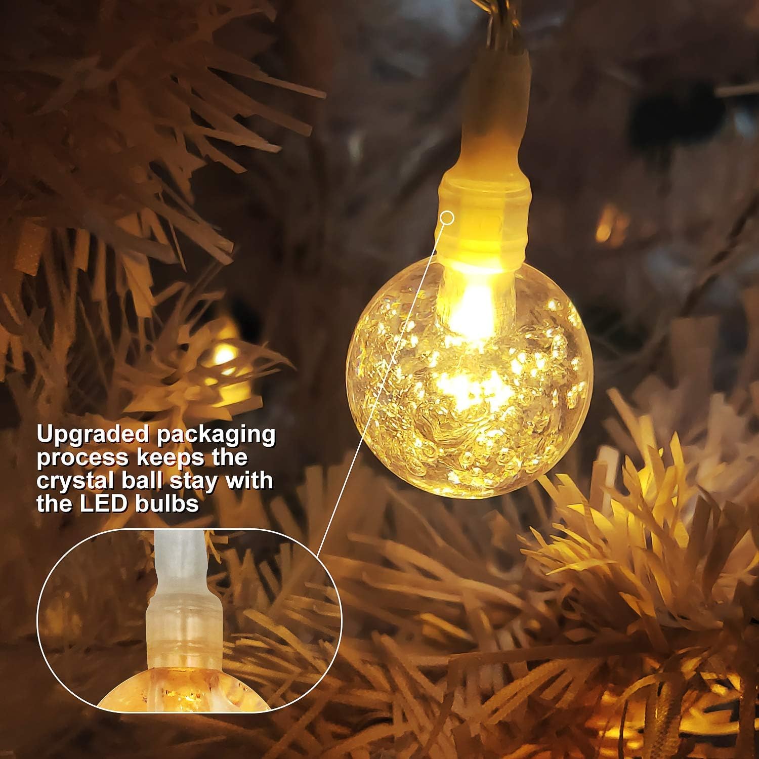 LOENDE Battery Operated Globe String Lights, 30 LED, 8 Modes, 16FT, Warm White, Silver Wire, 2 Pack