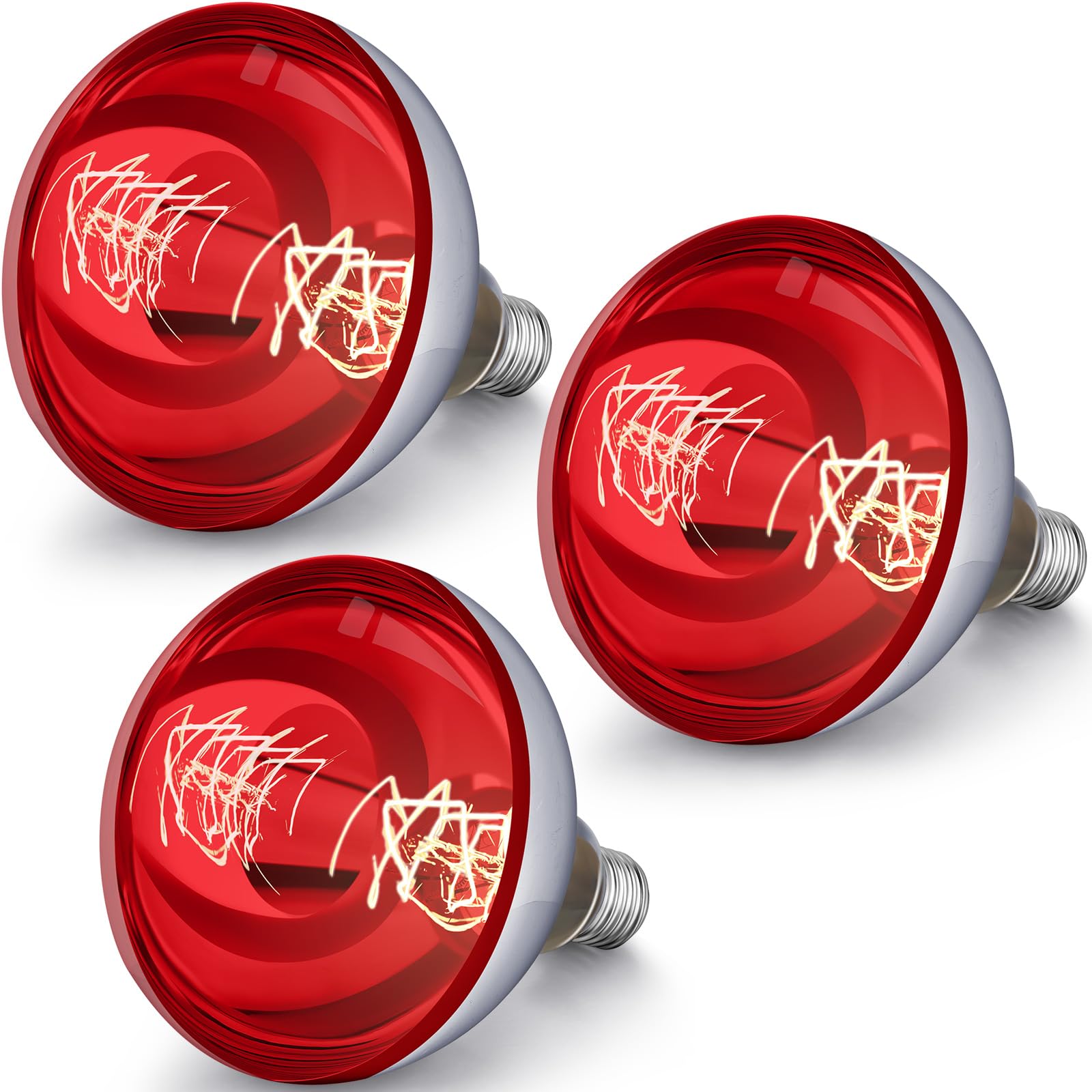 Vihose 3 Pack 250 Watt Heat Lamp 120V R40 Heat Lamp Bulbs Glass Incandescent Light Bulbs Incandescent Heating Lightbulbs For Rep