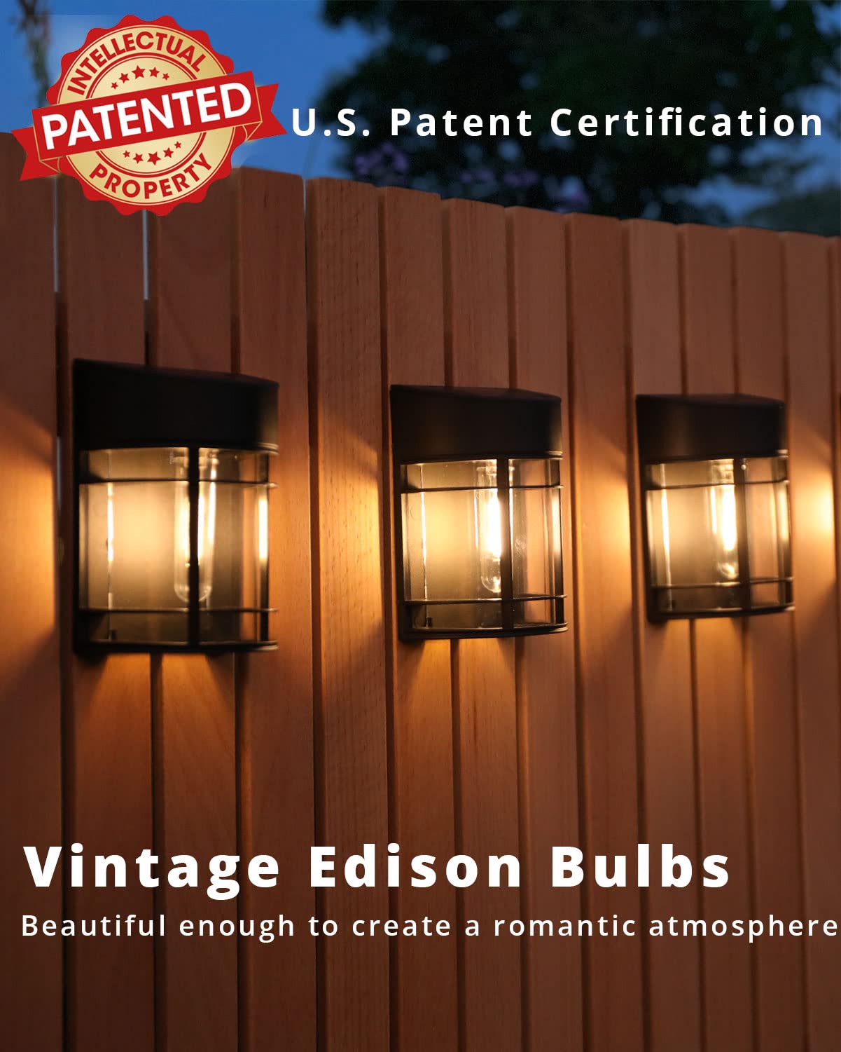 DOESLAG Solar Deck Lights, 6 Pack Solar Fence Lights, Waterproof LED Solar Lights Outdoor Decor for Fence Post Garden Backyard,