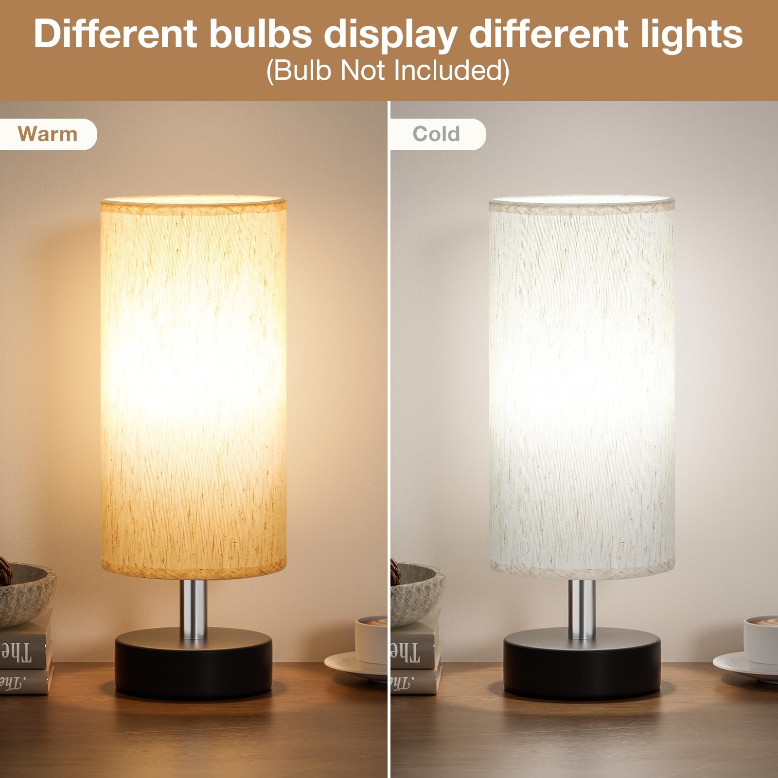 Partageiz Small Table Lamp For Bedroom - Bedside Lamps For Night Stands, Minimalist Nightstand Light Lamp, Desk Lamps For Readin