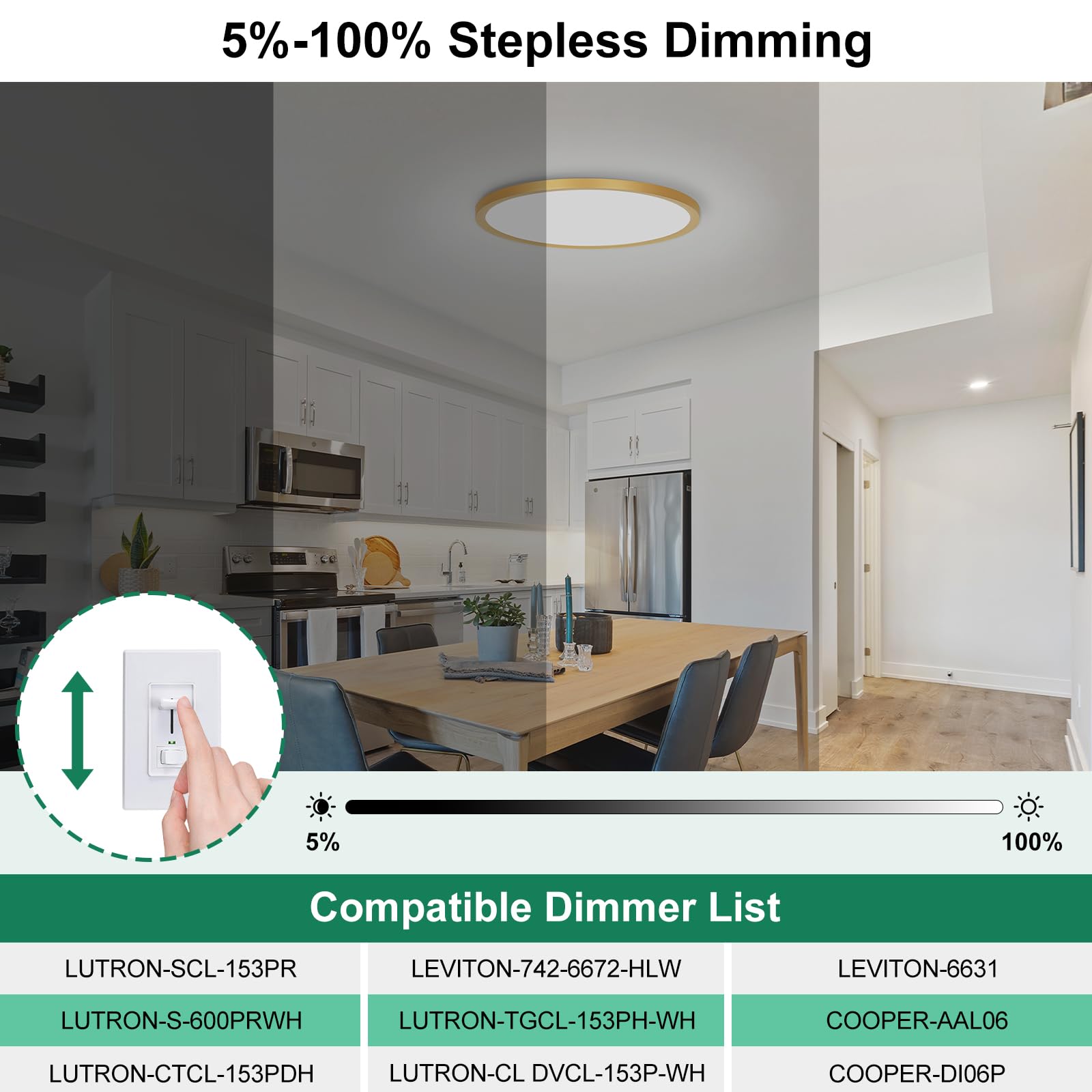 Brightever Gold Led Flush Mount Ceiling Light Fixture  12 Inch 24W  Super Slim 0.67 Inch 3200Lm Led Ceiling Lights  Dimmable & 2700K-6500K 5 Color In One Ceiling Lamp For Bedroom  Porch  2 Packs