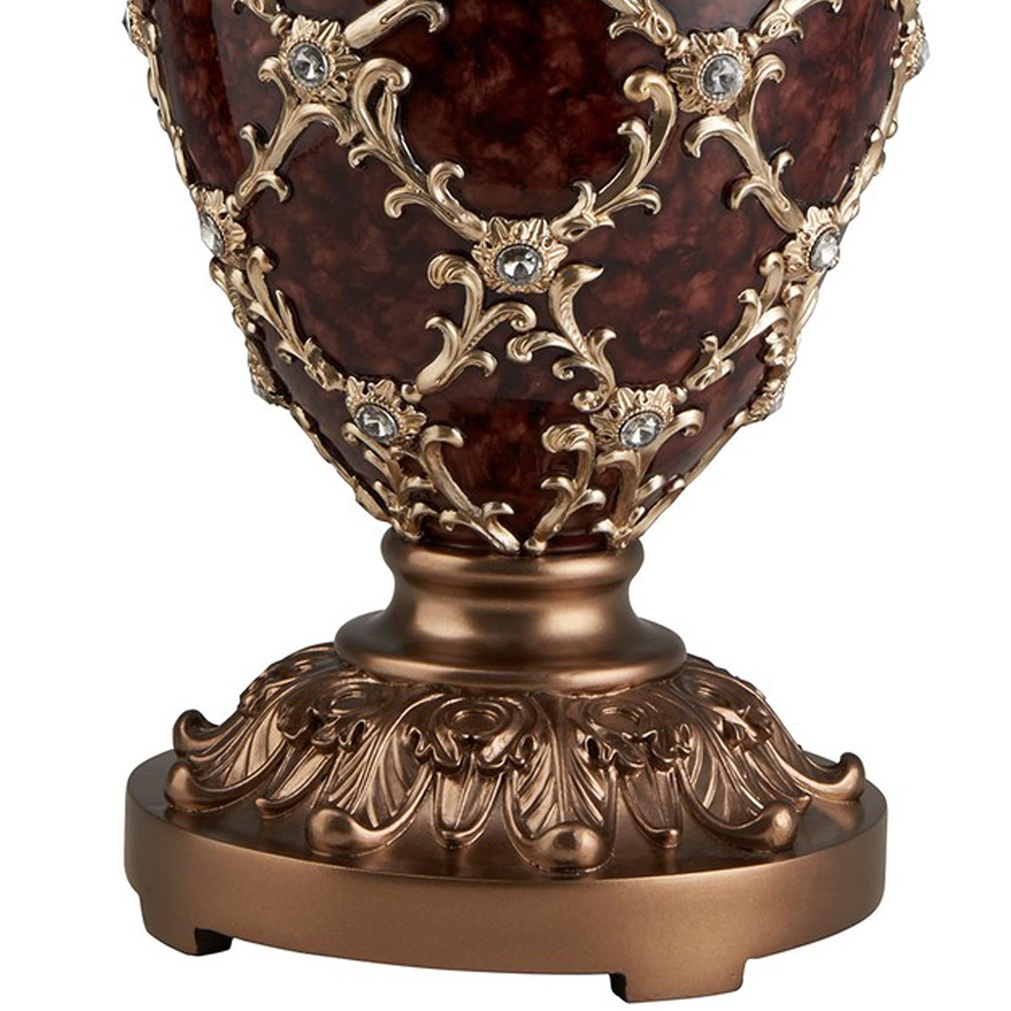 Benzara Polyresin Urn Shaped Table Lamp, Brown, Diamond Stencils Pattern, Model BM240901