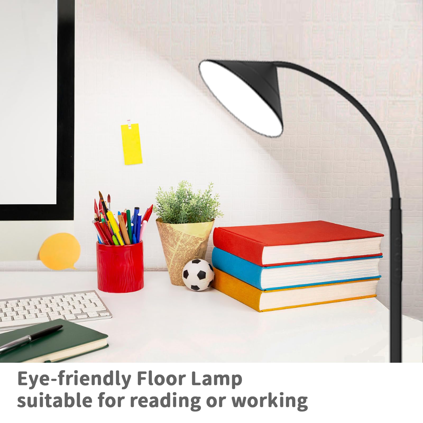 LED Floor Lamp, 18W LED Floor Lamps for Living Room, Stepless Adjustable Colors & Dimmable Standing Lamp with Timer, Remote & To