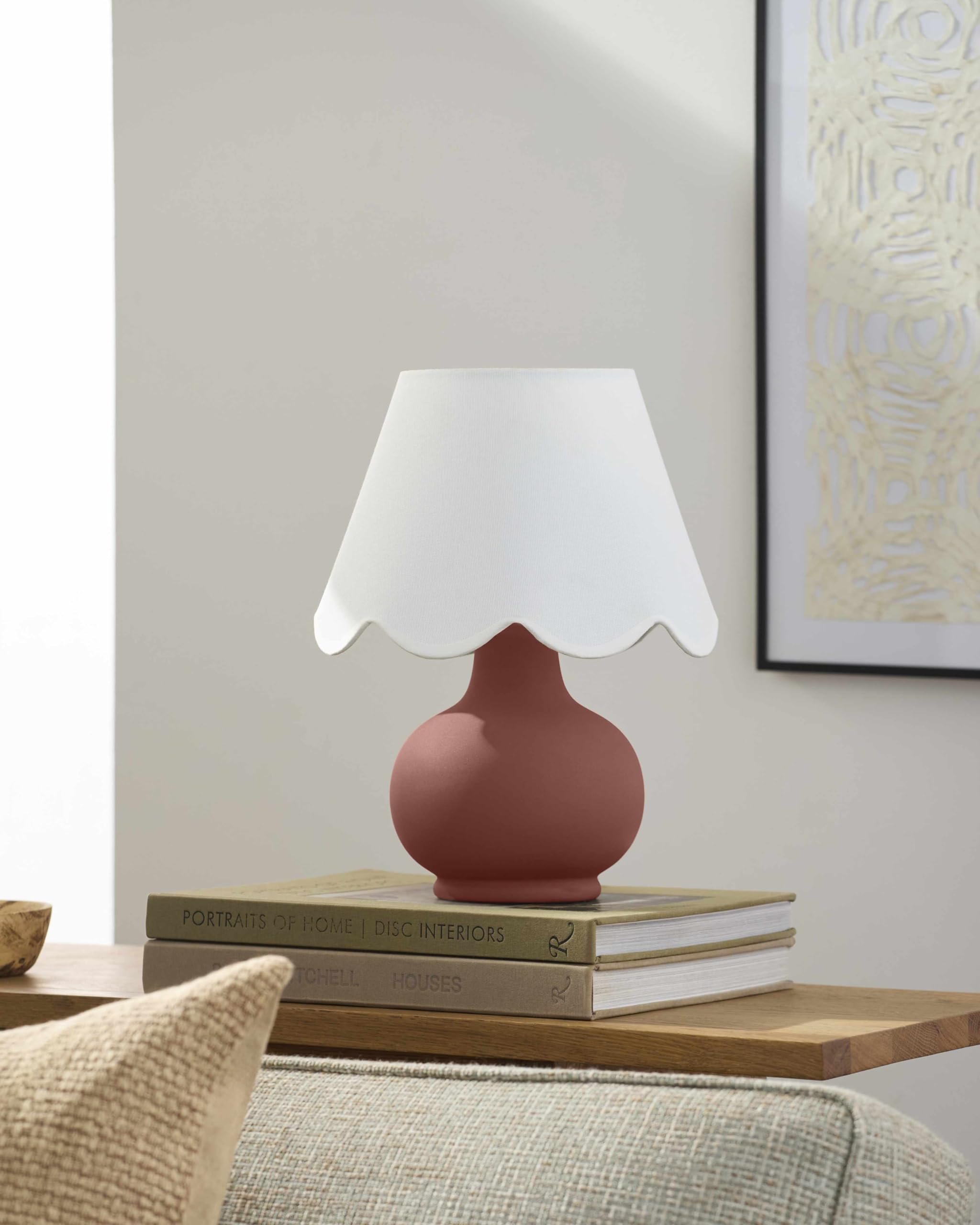 Hauteloom Table Lamp - Ceramic, Brick Red & White, 13inH x 8inW x 8inD, Model TXCHME7-066