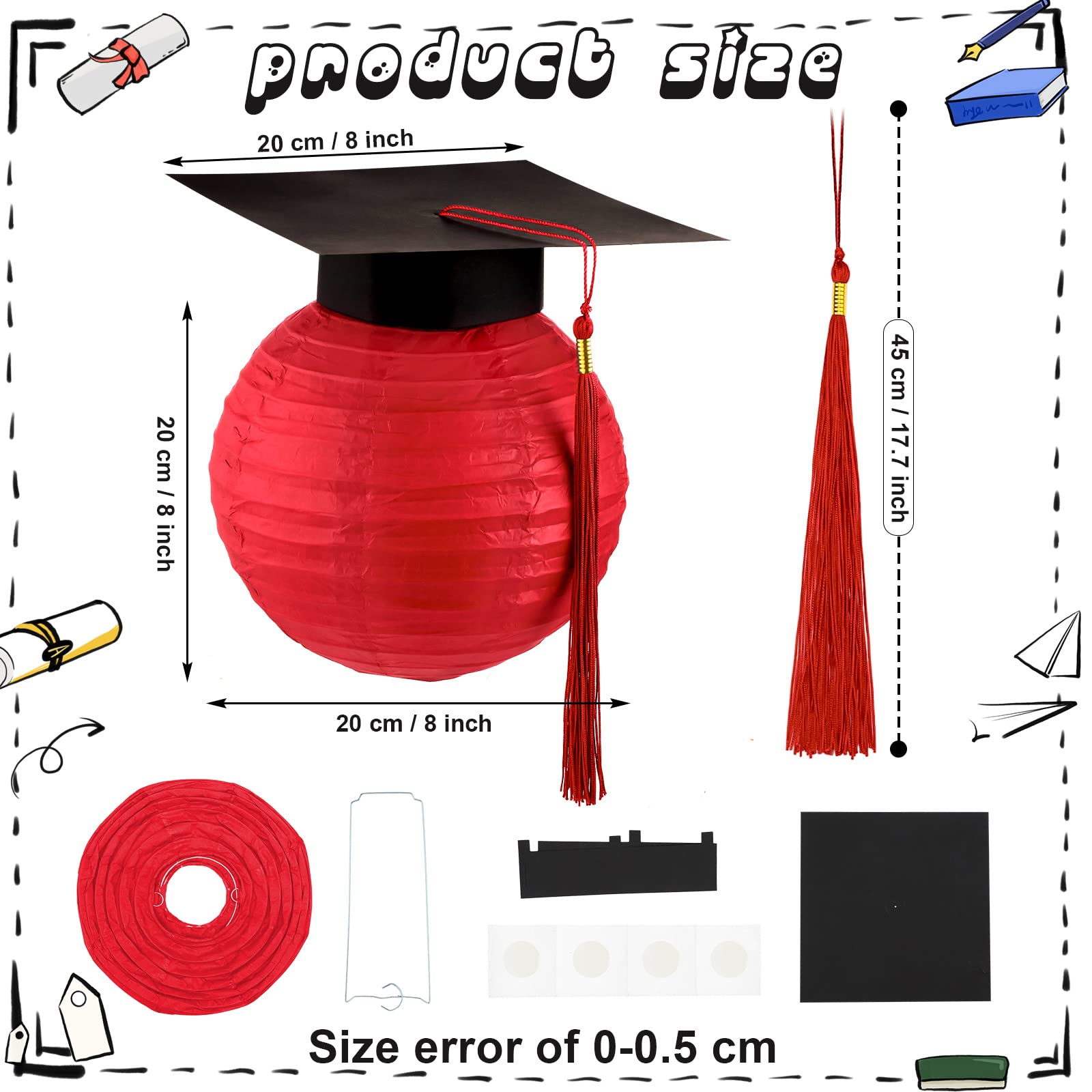 6 Pieces Graduation Cap Hanging Paper Lanterns Grad Cap Paper Lanterns Graduation Lanterns With Black Grad Hat Tassel Lanterns G