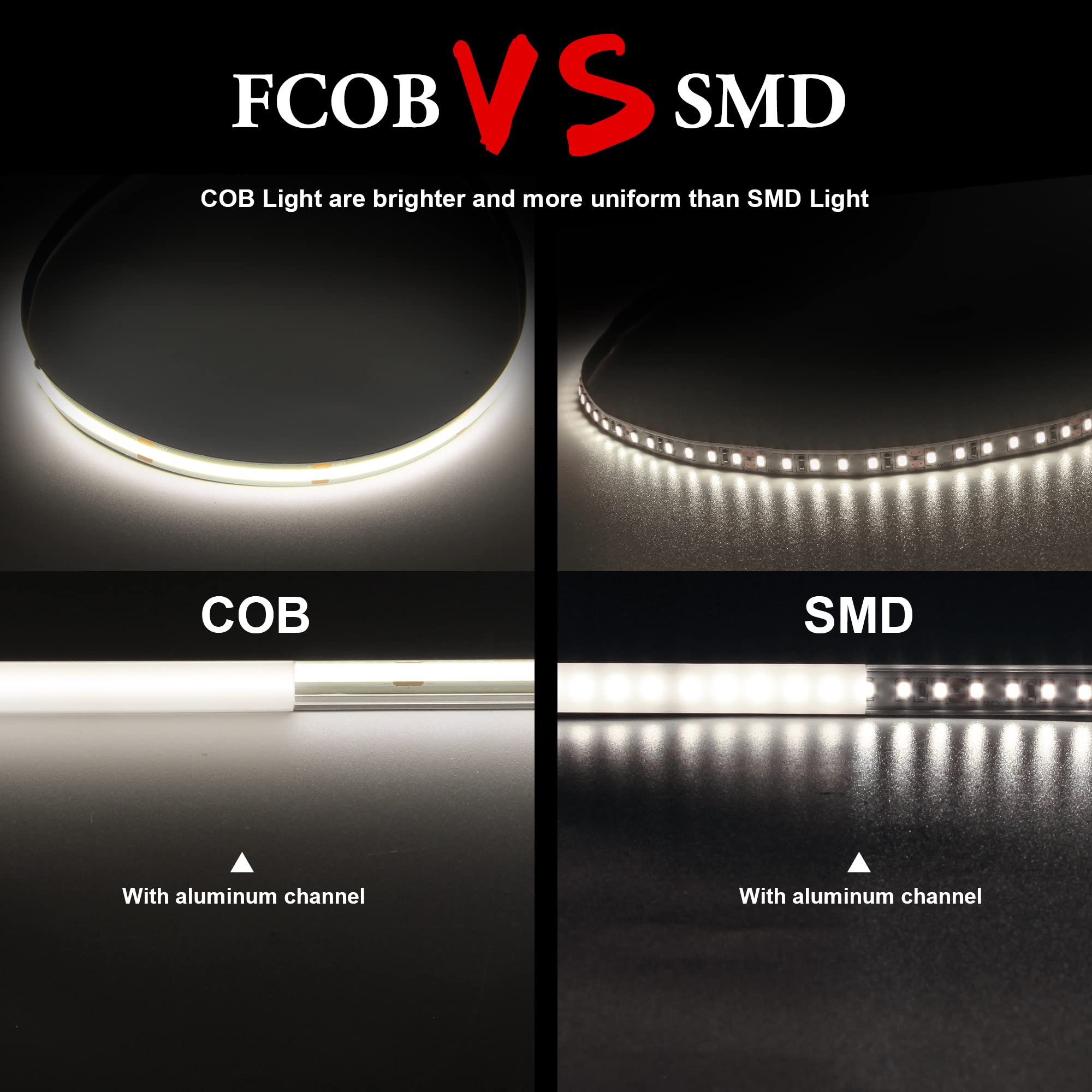 Auziwe Cob Led Strip, White Led Strip Lights 32.8Ft, Neutral White 4000K Led Light Dimmable Led Strip, Cri92+, 8Mm Width, 24V Flexible Cob Led Tape Light For Tv, Bedroom, Kitchen Cabinet, Closet.