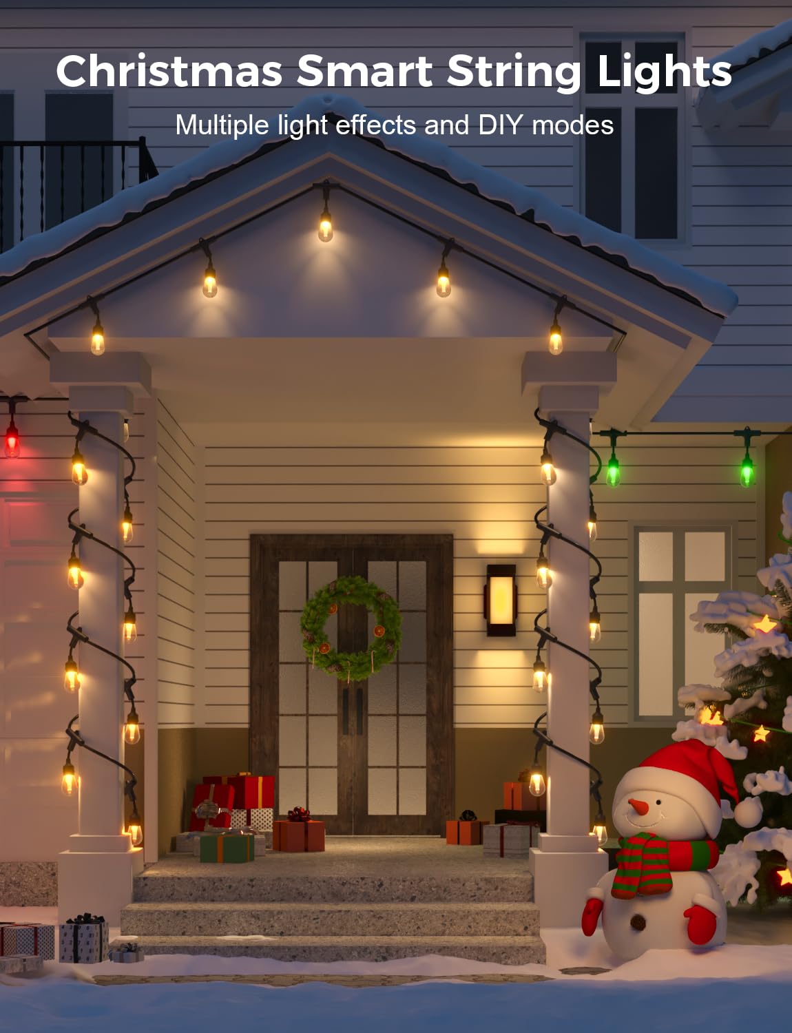 Xmcosy+ Smart Outdoor String Lights, 123Ft Patio Lights Waterproof, App Control, Compatible With Alexa, Rgbcwic Color Changing L