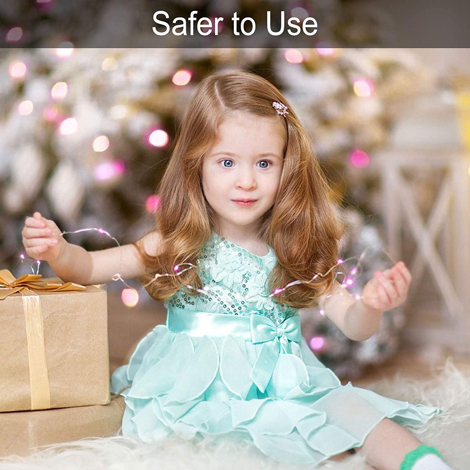 Jmexsuss 4 Pack 50 Led Fairy Lights Battery Operated 16.1Ft Pink Fairy Lights Indoor Outdoor Waterproof For Gifts Weeding Birthday Christmas Decorations