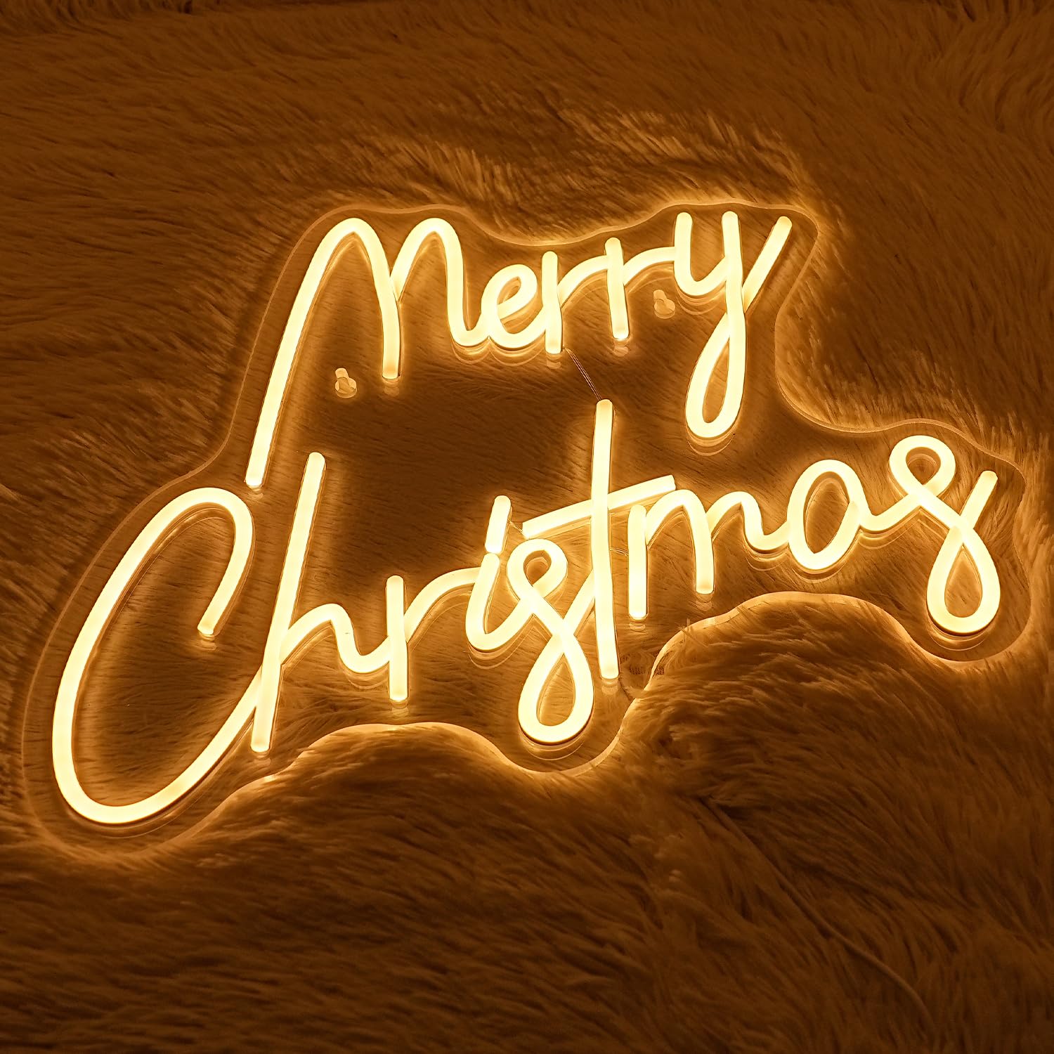 Alkkign Merry Christmas Neon Signs Warm White Merry Christmas Neon Light Dimmable New Year Neon Light for Wall Decor Christmas P
