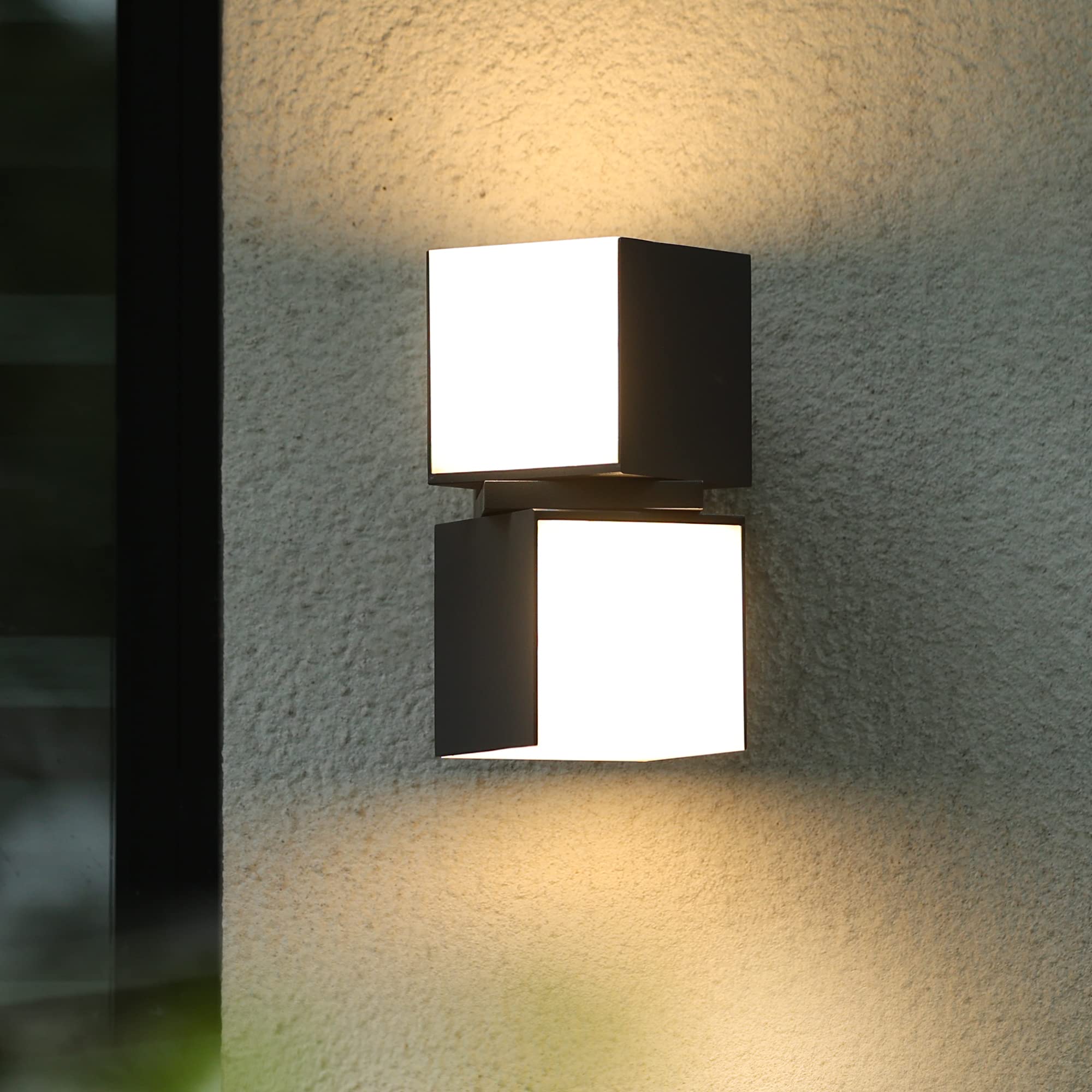 LUTEC Outdoor Wall Light, 3000K, 1100LM, Aluminum, Modern Design, Square, Gray, Model 5193805012