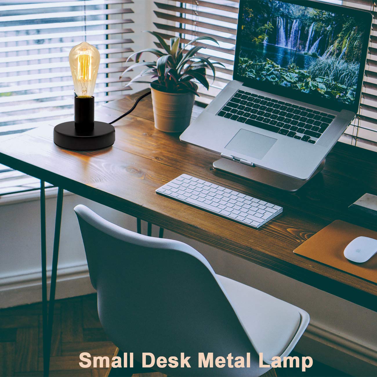 Yxth Industrial Table Lamp - Vintage E26/E27 Ceramic Base Holder, Small, Black, Model Yxth-001, Desk Lamp With On/Off Switch