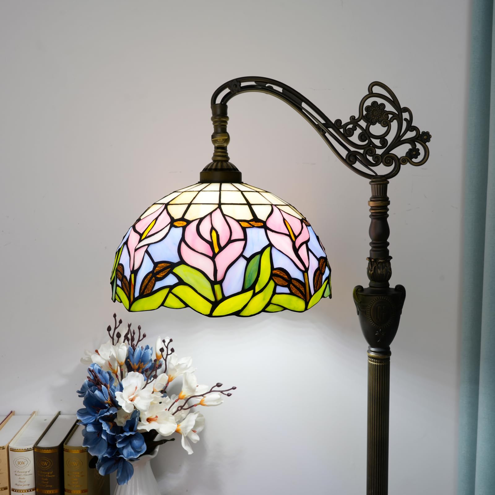Tiffany Floor Lamp Handcrafted Stained Glass Lamp Calla Lily Adjustable Warm Light Upright Reading Tiffany Style Floor Lamp Suit