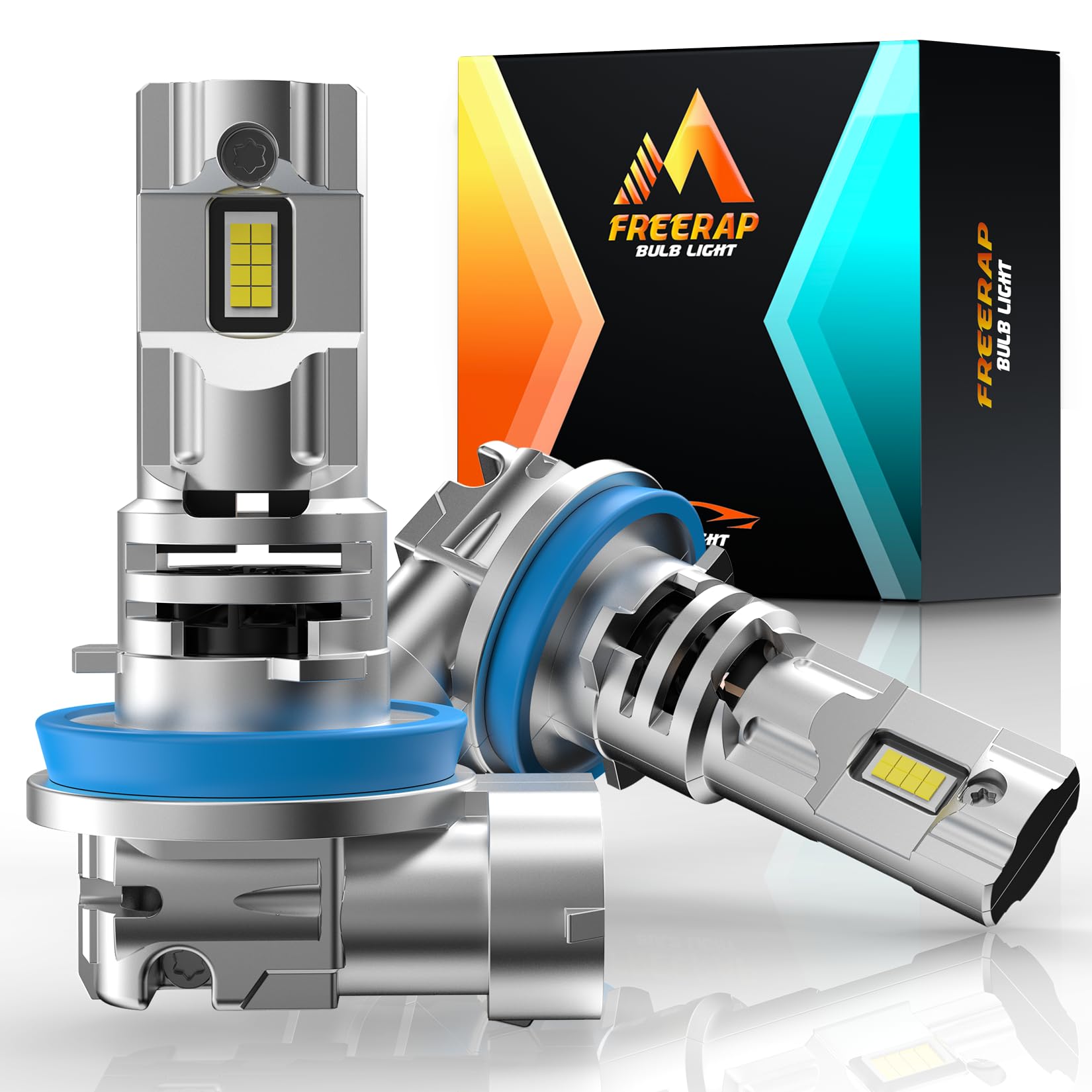 FREERAP Fog Light Bulbs, 32000LM 6500K Brightness, Cooling Fan, IP68, Plug and Play, H11/H8/H9, Pack of 2