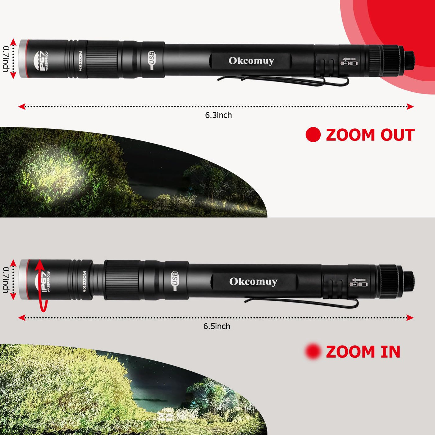 best rechargeable pen sized flashlight HOKOLITE P1 800 Lumen Magnetic Light, USB-C EDC Flashlight, 1 Pack Compact 800 lumen rechargeable magnetic pen light with dual LED and COB output LE LED Pen Flashlights, Lightweight,