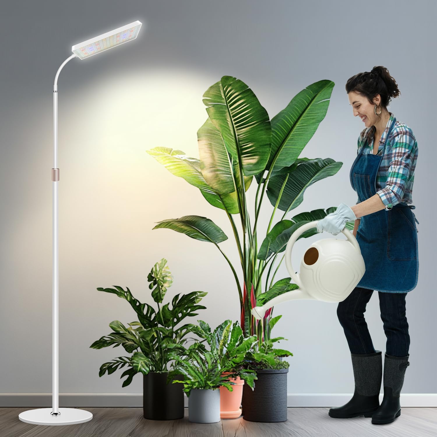 Wiaxulay Grow Lights for Indoor Plants, 153 LED Full Spectrum Plant Grow Light Floor Standing, Height Adjustable 24-68 in,4/8/12