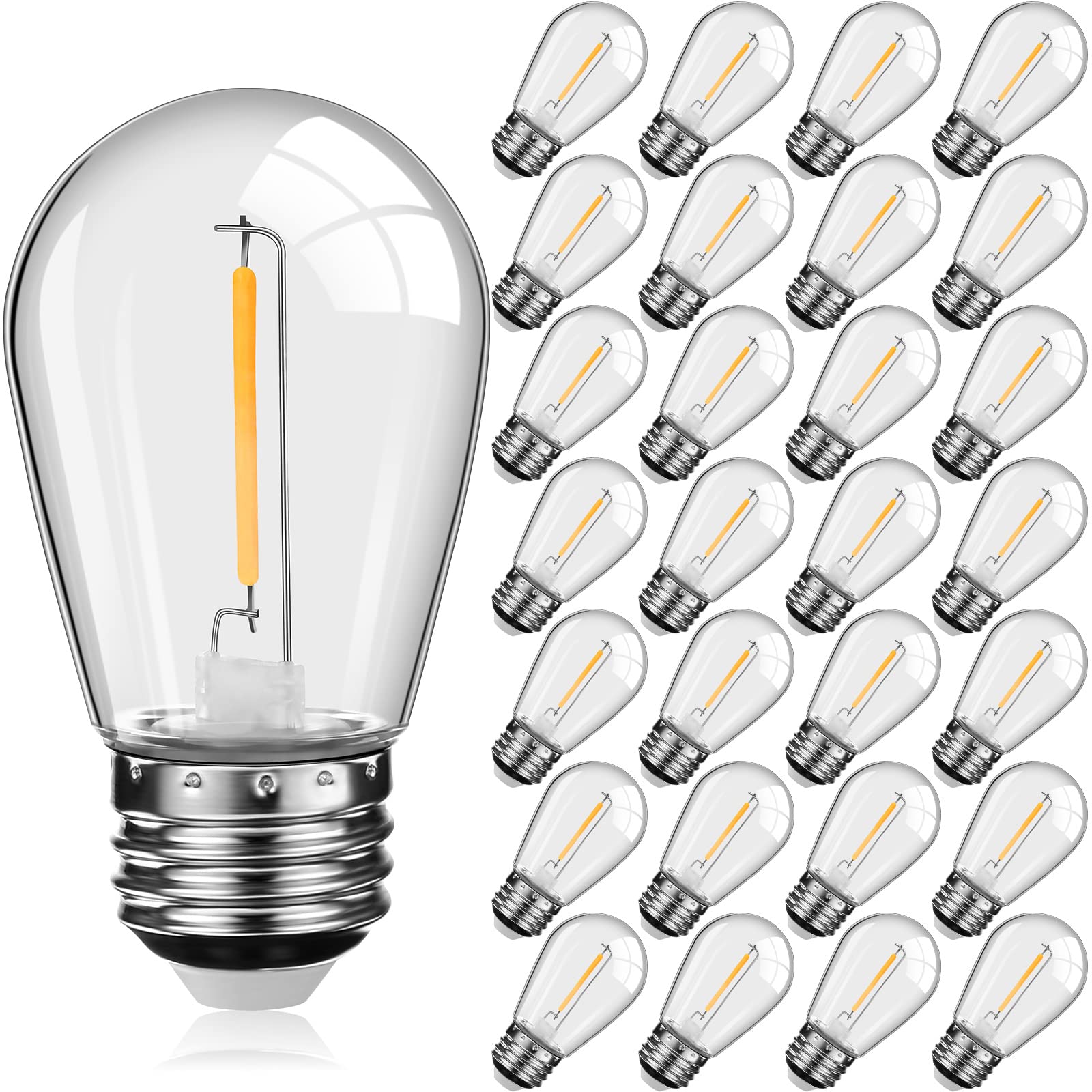 Mudder 60 Pack LED Replacement Light Bulbs S14 Waterproof Shatterproof E26 110V Warm White