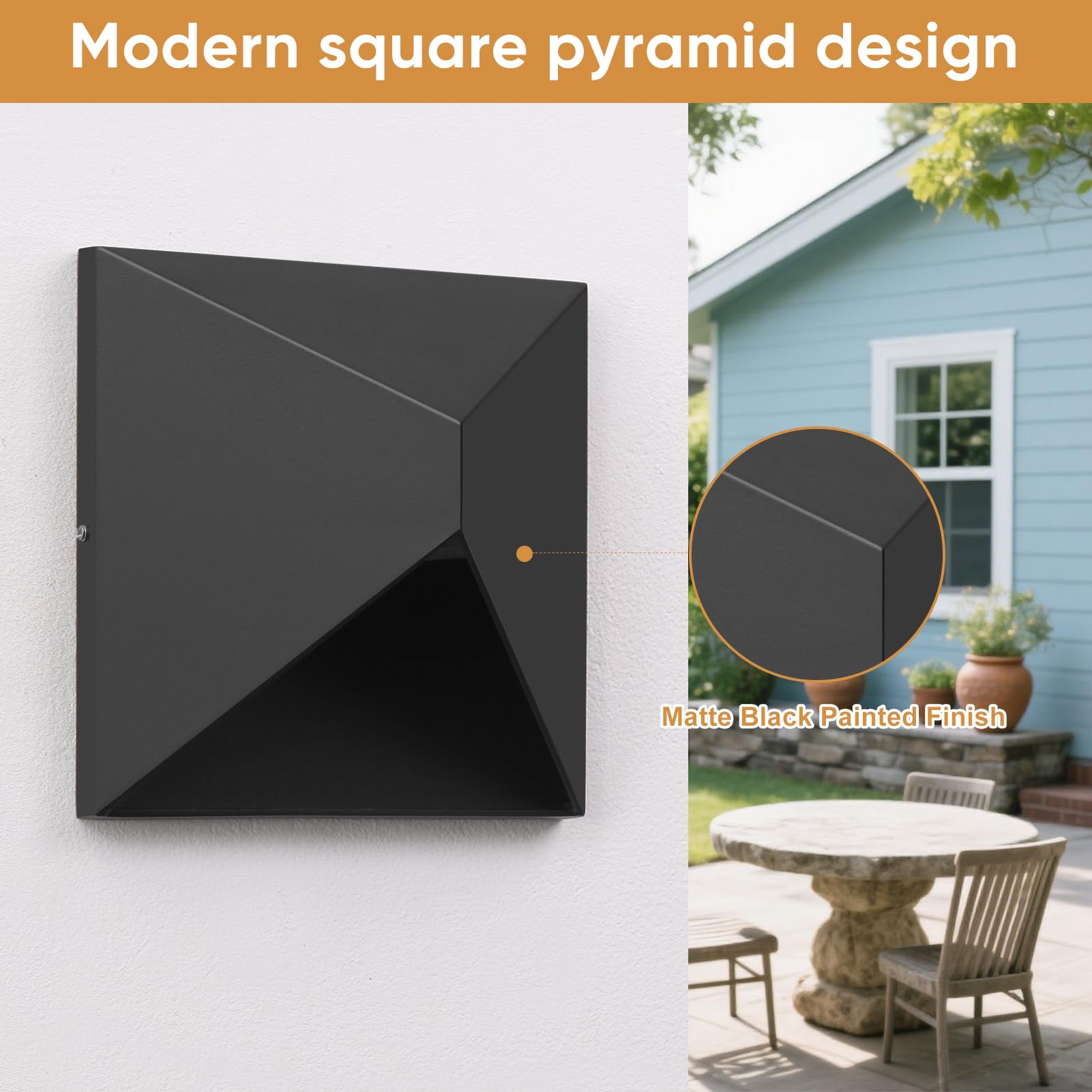 QQCherry 8W LED Outdoor Wall Sconce, Waterproof Black Fixture for Porch, Patio, Garage, Entryway, Model DCS-16006-001, 3000K