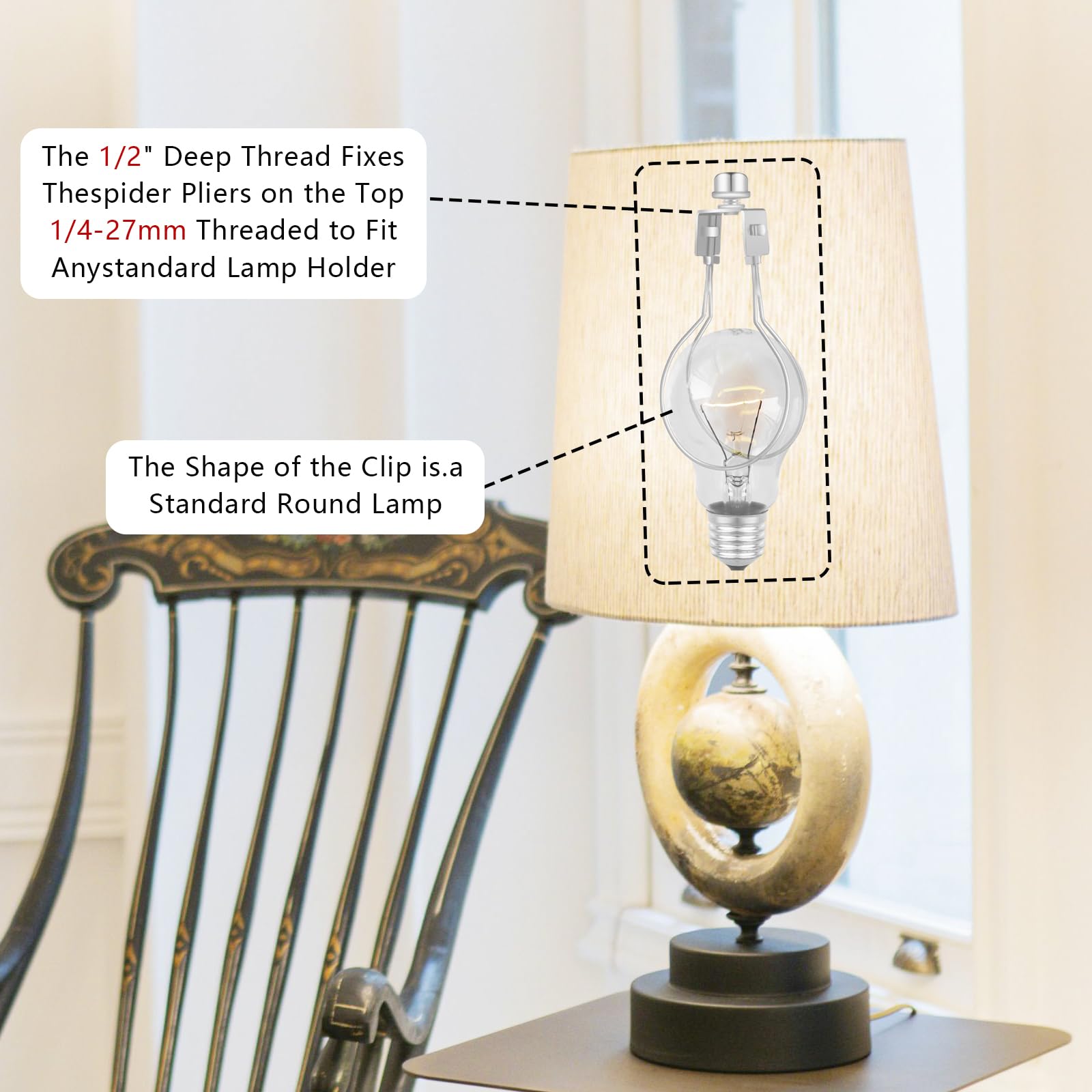 Oxdfk Clip-On Lampshade Adapter Kit, Nickel Color, Includes Finial & Levellers, Model Oxdfk