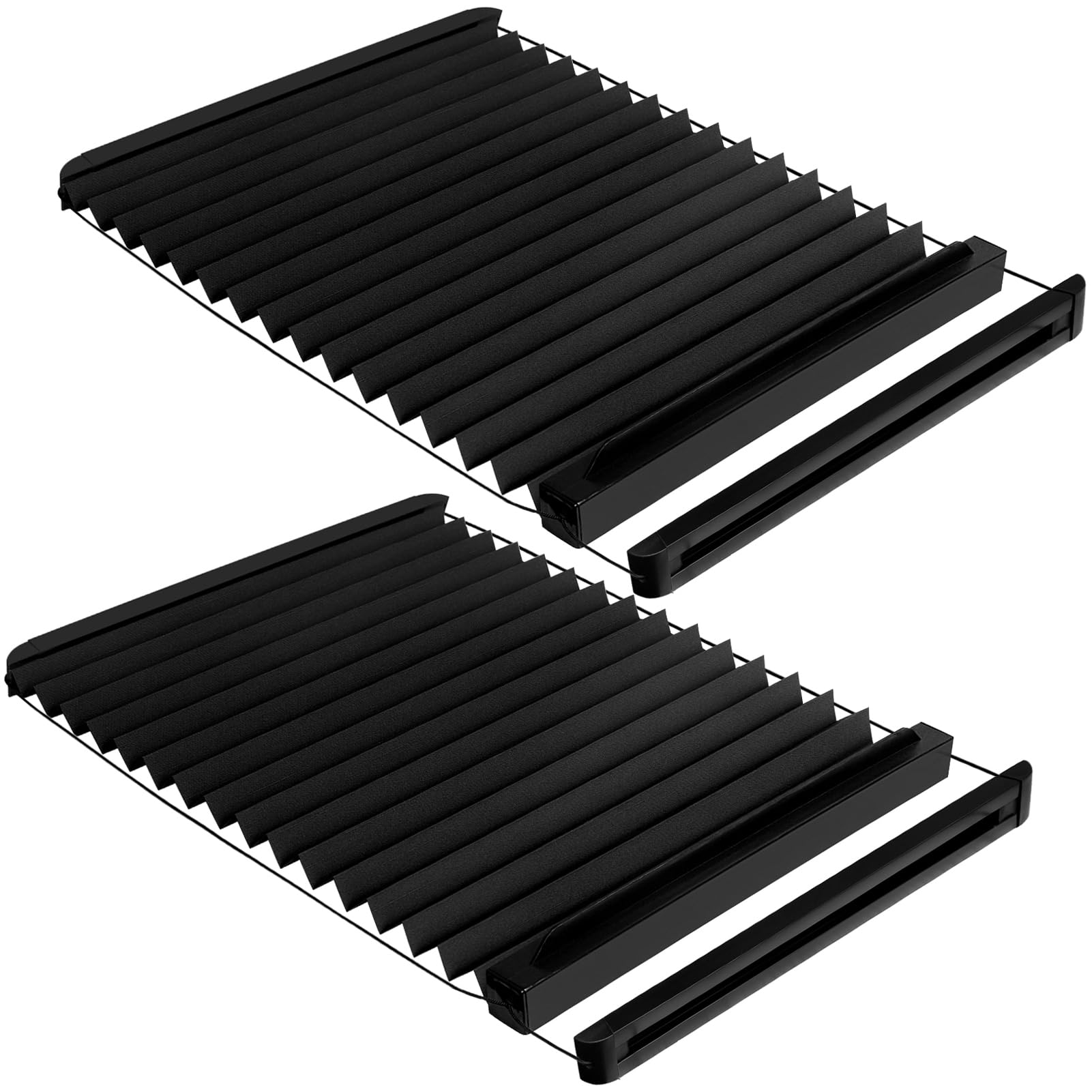 NOVINO RV Thin Pleated Shade Replacement 12in x 21in (2 Pack) Black Compatible with Lippert Prepped Entry Doors