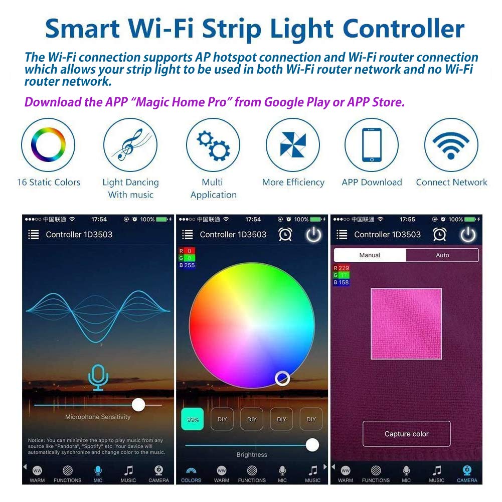 Inextstation Smart Rgb Wifi Led Controller For Alexa/Google Home, 2-Port For Led Strip Lights