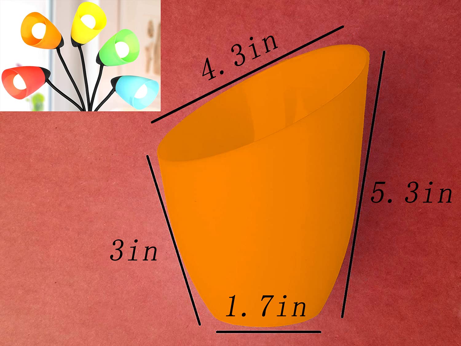 Velouer 2 Pack Plastic Lampshade Replacement for LED Floor Lamp, 5.7in High, 4.1in Diameter, Orange