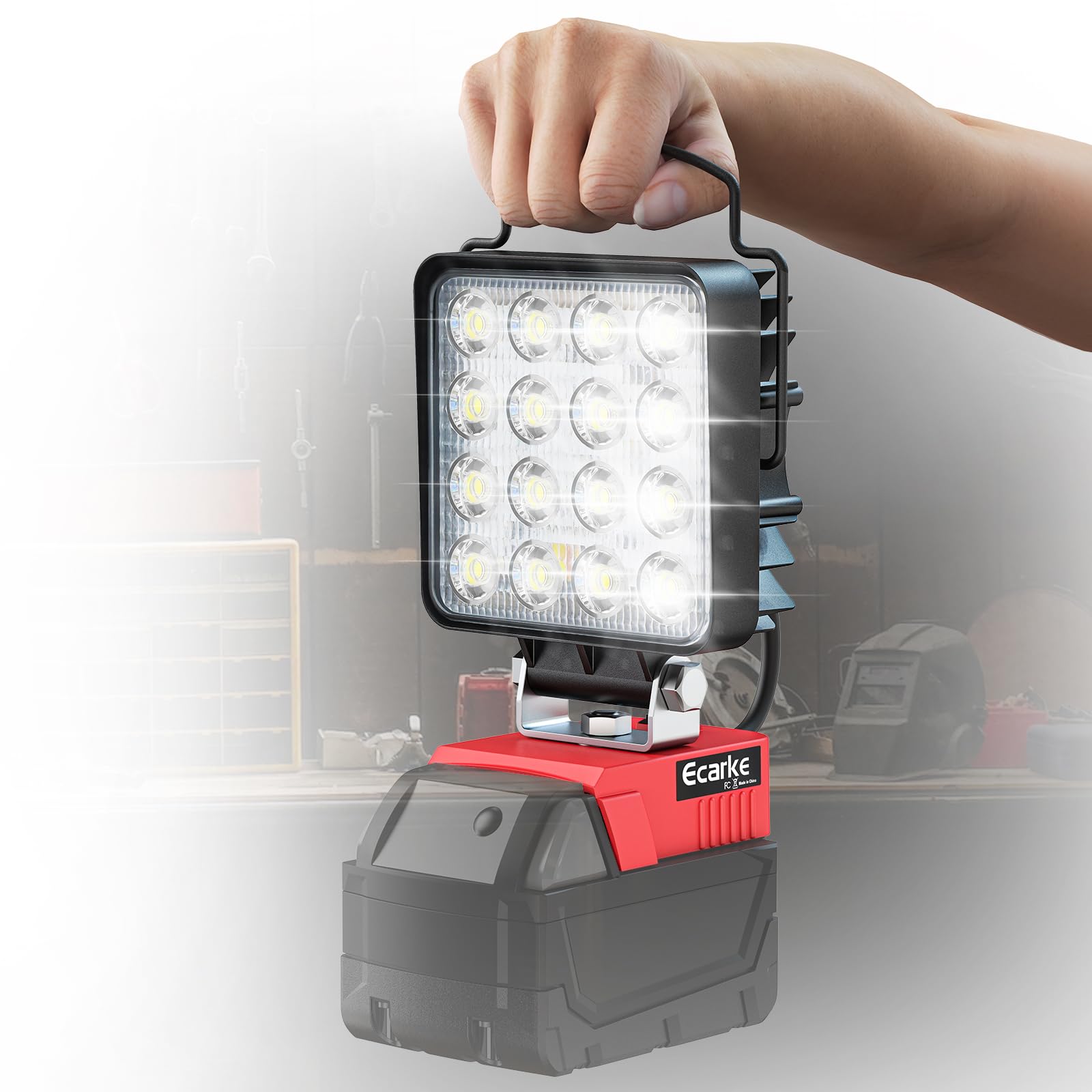 Upgrade Dual Switch Cordless Work Light for Milwaukee Light,Ecarke 60W 6000LM LED Work Light for m18 Battery Flashlight,with Dua