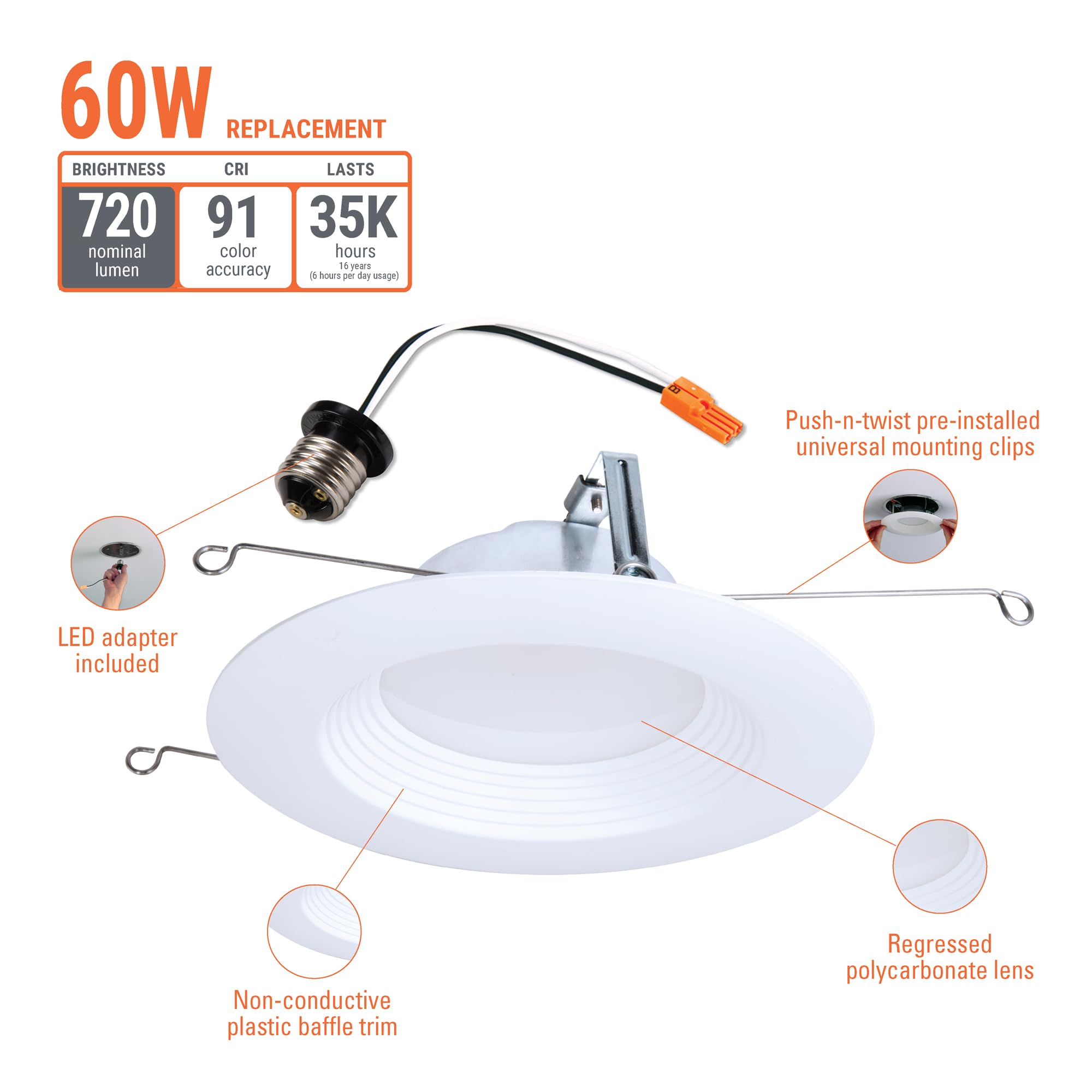 HALO LED Recessed Lighting, 18 Pack, Dimmable, 3000K Bright White, 9W=75W, 720 Lumens, Wet Rated, Model LTE566