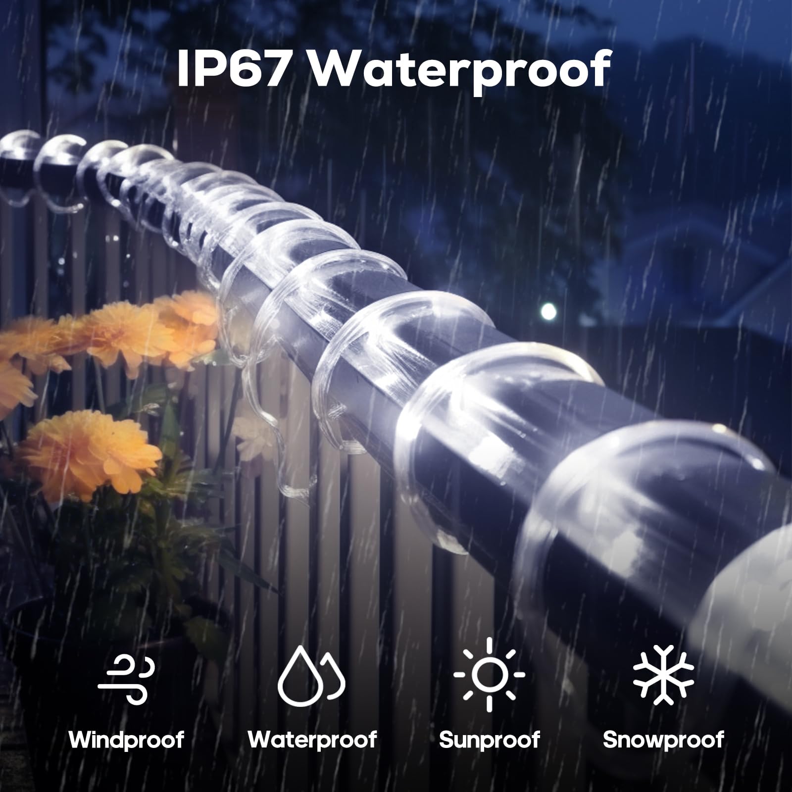 Icrgb Solar Lights Outdoor, 66Ft 200 Led Solar Rope Lights With Remote, 1800Mah Battery, 19 Modes And Timer, Ip67 Waterproof For