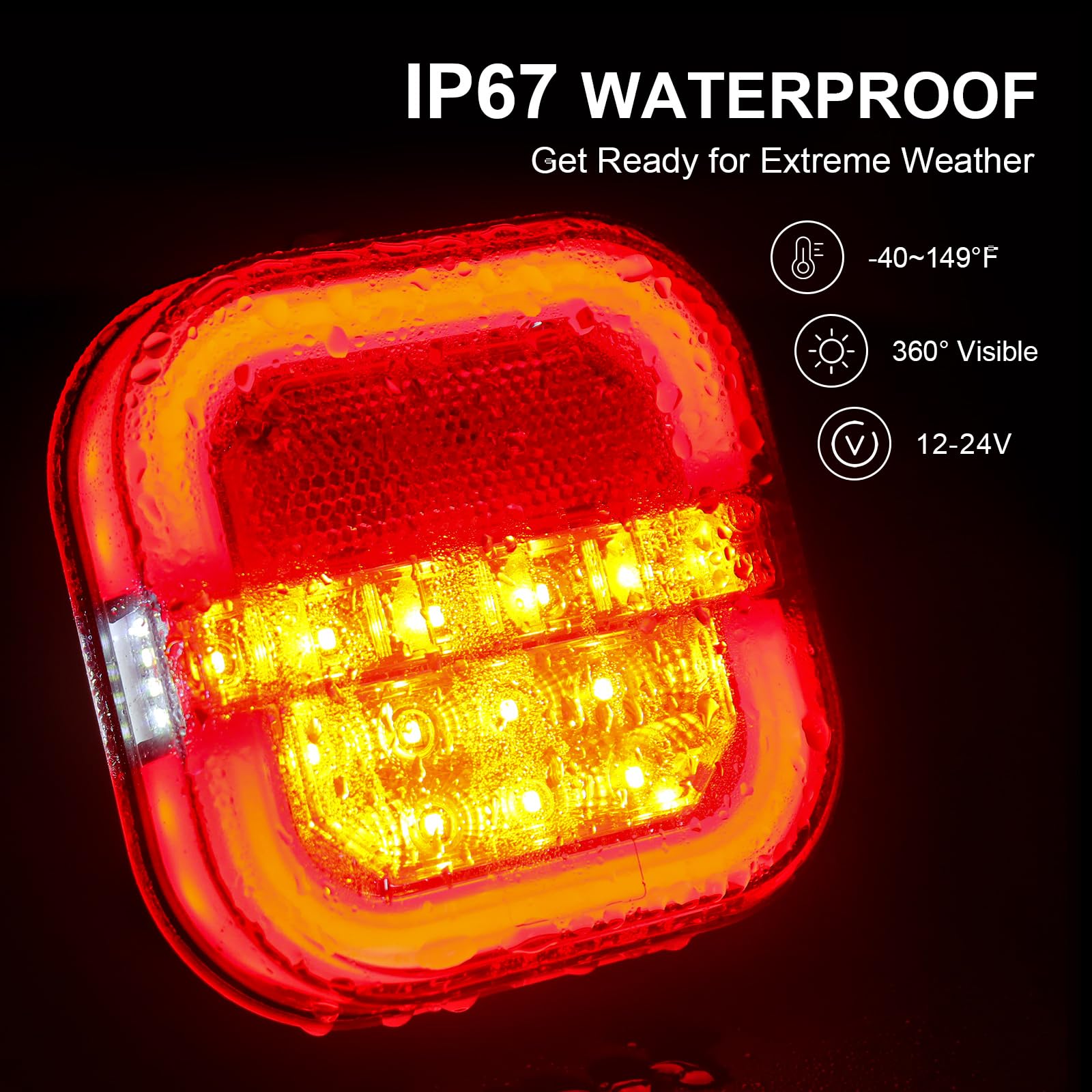 NEONLG Wireless Trailer Lights Magnetic, USB-C Rechargeable LED Tail Light Kit for Tow Trailer, Portable Turn Signals Taillight