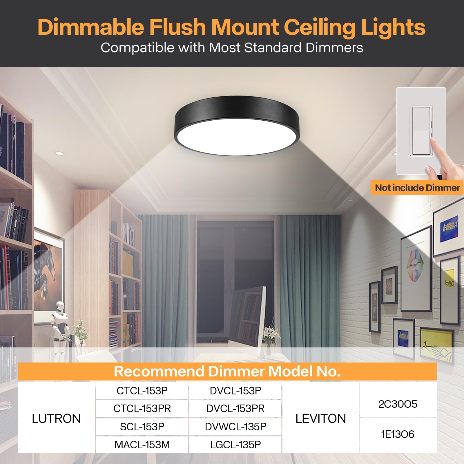 Enateclite Matte Black Flush Mount Ceiling Light, 3000-5000K 13Inch Modern Bedroom Lighting Fixtures Ceiling Mount, Dimmable Ove