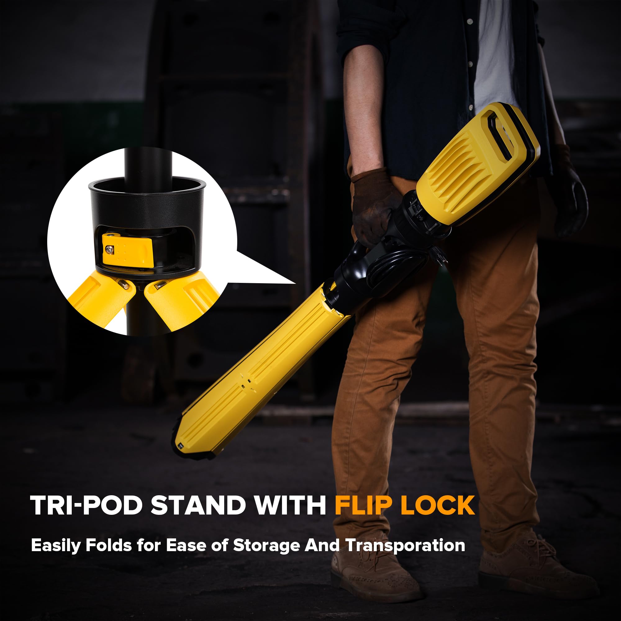 Lutec Work Light With Stand, 10000 Lumen Dual-Head Led Work Light With Telescoping Tripod, Portable Corded Led Job Site Lighting