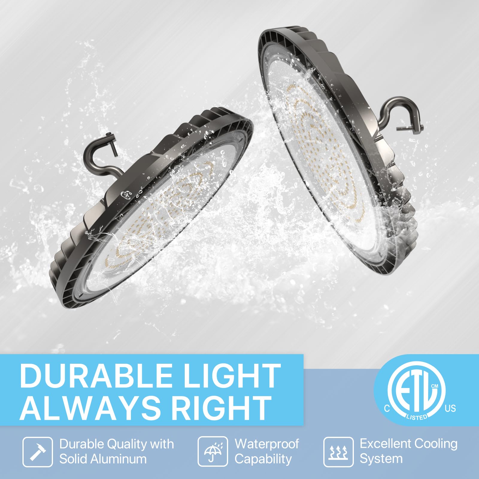 Hyperlite High Bay Led Shop Lights: 150W Ufo Led High Bay Light For Barn - 21000 Lm High Bay Led Lights 2 Packs Etl Listed