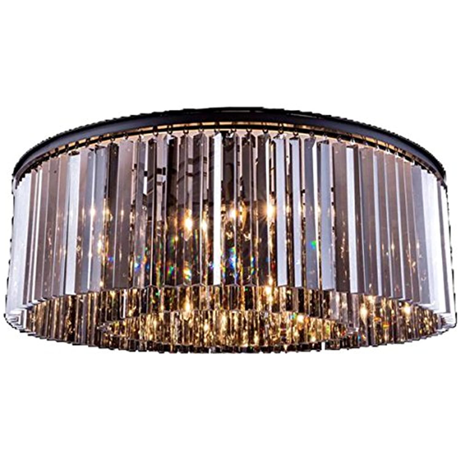 Elegant Lighting Sydney Collection 10-Light Flush Mount with Royal Cut Silver Shade Crystals, Mocha Brown Finish