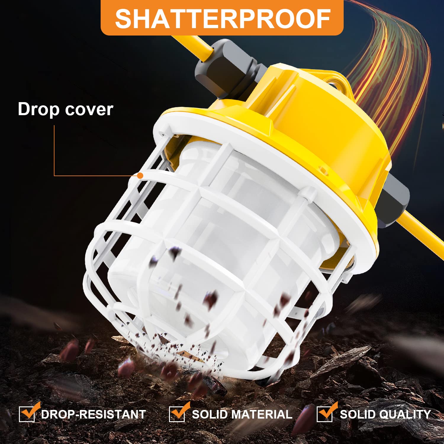 100Ft Led Construction String Lights, 150W 15000Lm Super Bright Led String Work Lights, Construction Temporary Lights Apply To R