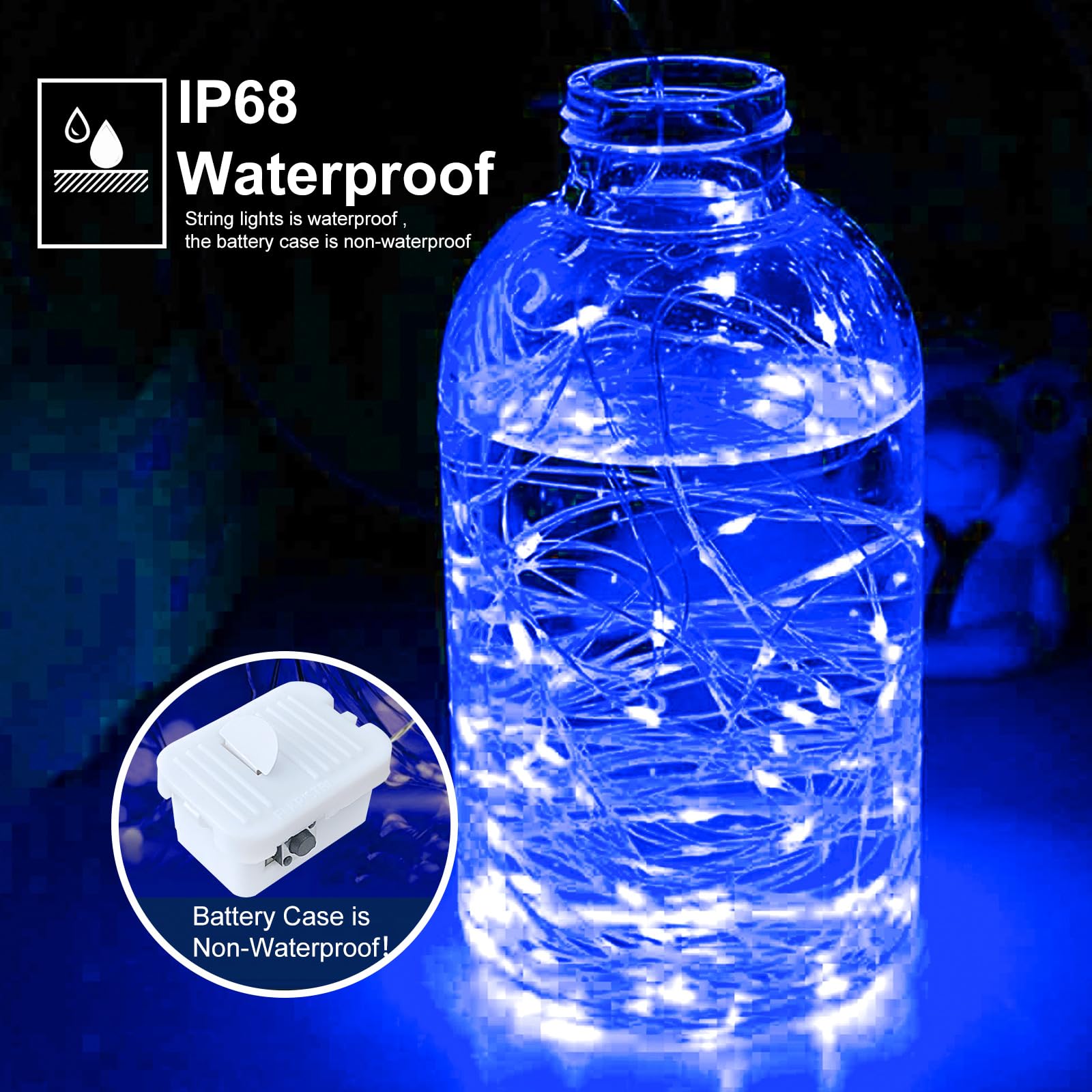 pozzolanas 24 Pack LED Fairy Lights - Waterproof Battery Operated String Lights, 20 LEDs, Purple & Blue, Model D3-23DC