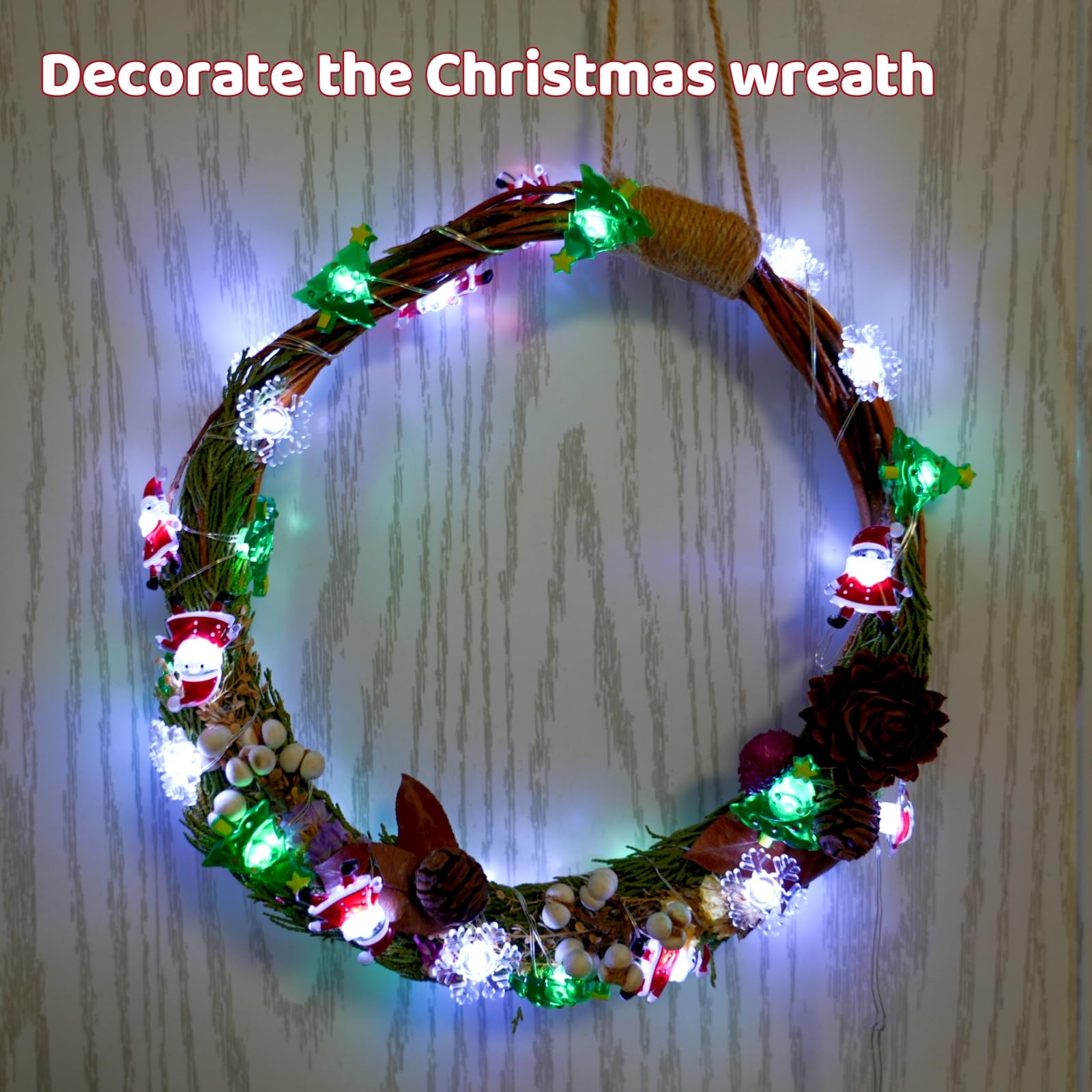 Yoitomehy Christmas Lights Santa Snowflake Christmas Tree String Lights  30 Leds 10Ft Battery Powered  Christmas Decorations Xmas Fairy Lights For Wreath Window Fireplace Tree Poster Board Home Decor