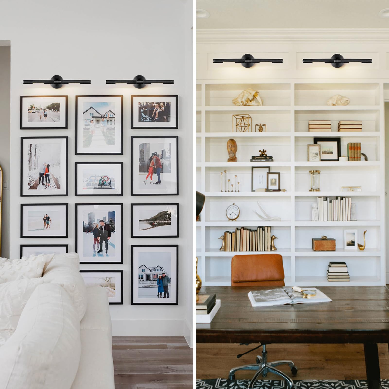 Knurldon Hardwired Black Brass 24'' Knurled Picture Light, Dimmable Rotatable 360Picture Light For Wall, Vanity Light, Gallery W