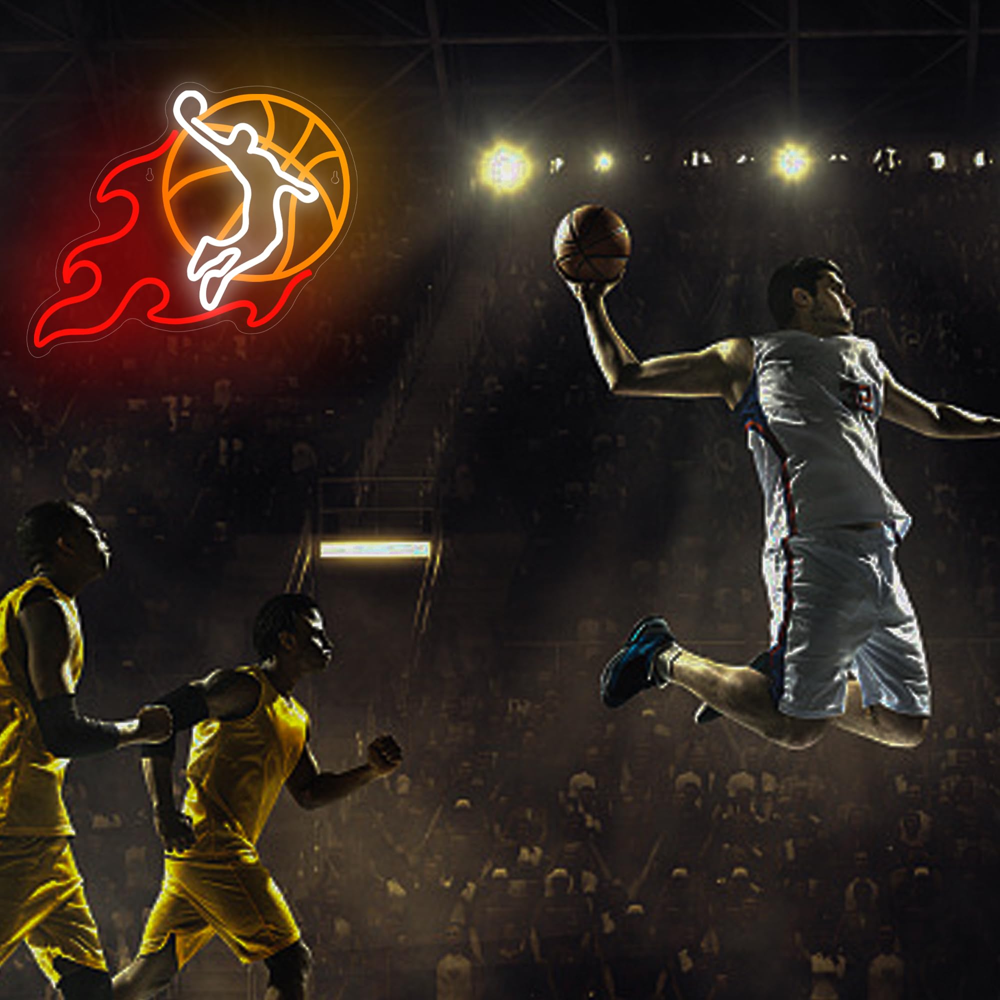 Dunk Neon Sign For Wall Decor Fire Basketball Led Light For Man Cave Basketball Room Club Game Room Party Decortions Birthday Gifts(Zkxd156)