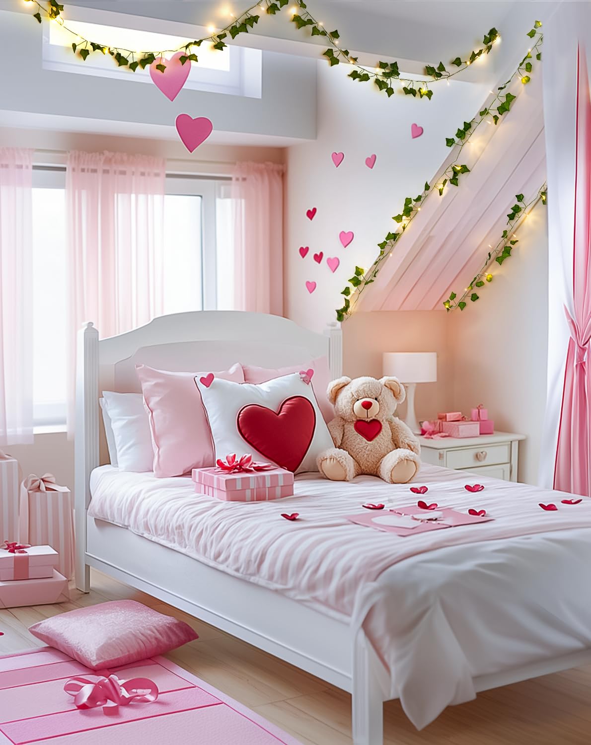 JMEXSUSS 100 LED Vines with Lights Plug in, Ivy Vines with Fairy Lights with Remote, 33 FT Leaf String Lights Waterproof for Roo